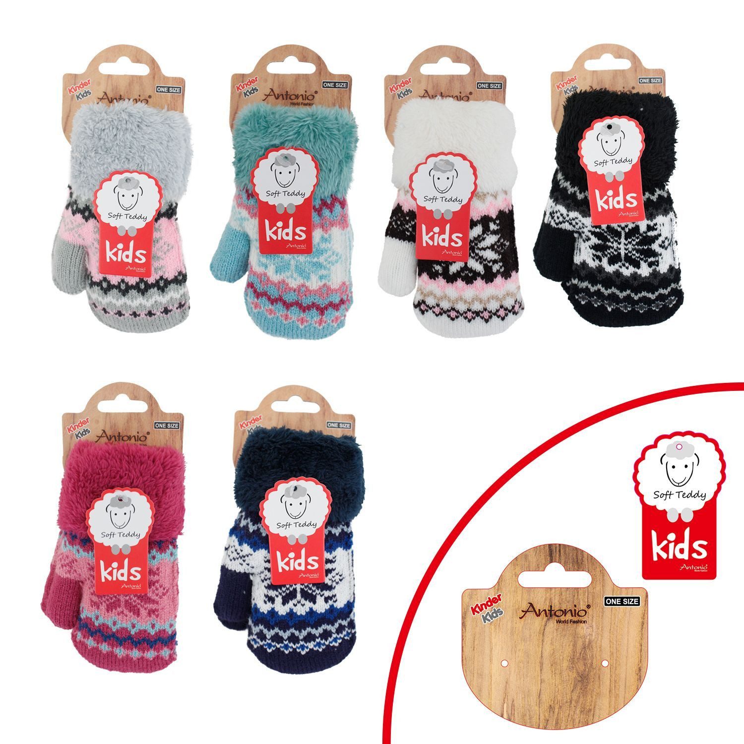 VewoTex Fäustlinge Kinder Fäustlinge » Strickhandschuhe Winter Norweger Stern (Kein Set, 2-St., 1 Paar Handschuhe) » Kids Winterhandschuhe mit Soft Teddy » Kinderhandschuhe