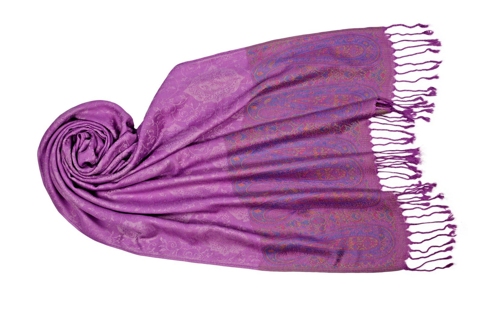 Wind Beauty Modeschal), Wetter kaltem Ein Thinxx 1-St. "Tamana", bei und schützt Schmückt Koralle Jacquard Modeschal und Beutel, Schal (Im