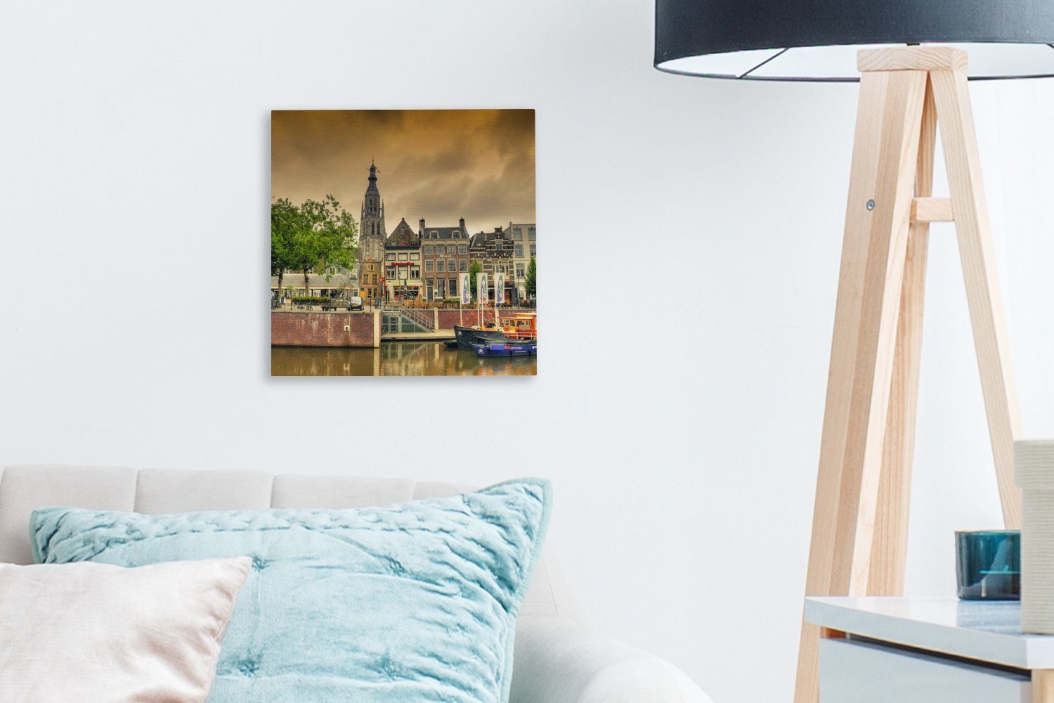 Leinwand (1 Wohnzimmer Schlafzimmer St), - Stadt Breda OneMillionCanvasses® Leinwandbild Wasser, für Bilder -