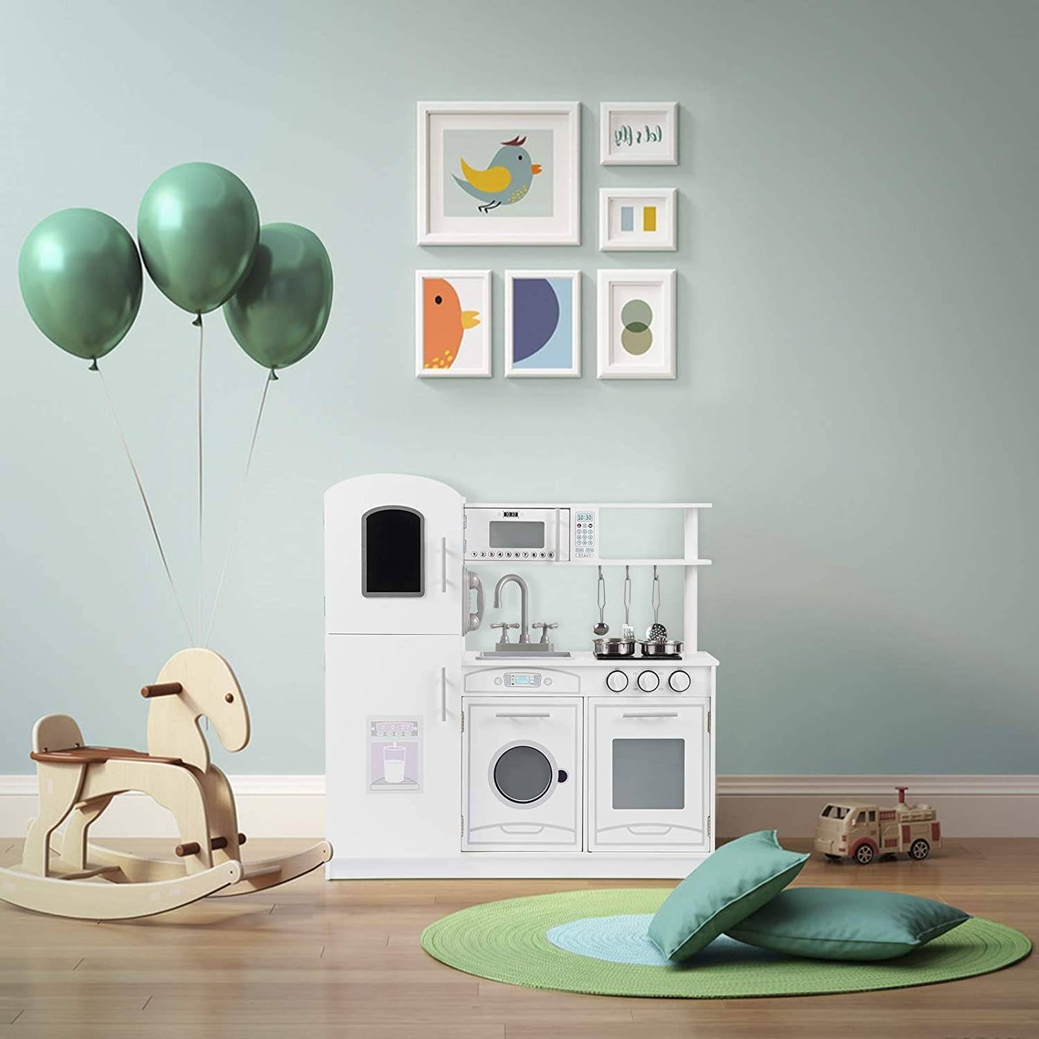 Woltu Spielküche, Puppenküche aus Holz, mit Zubehör, Kinderrollenspiele wei günstig online kaufen