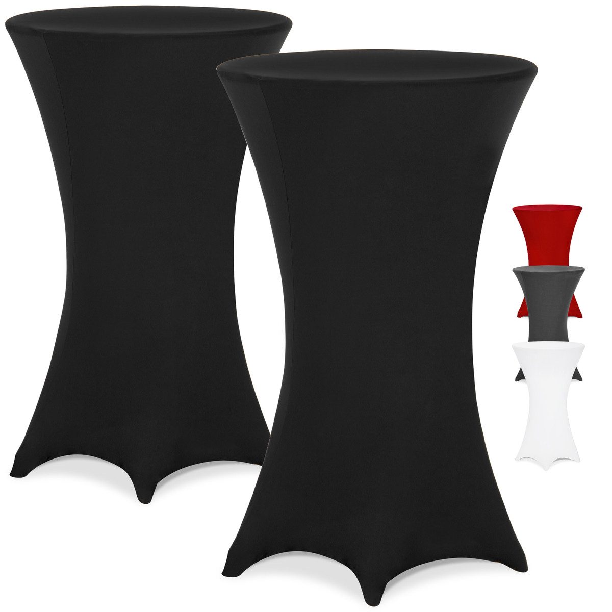 Detex Stehtischhusse, 60cm Schwarz 2er Set Rund Stehtisch Hussen Bezug Überwurf Party Deko