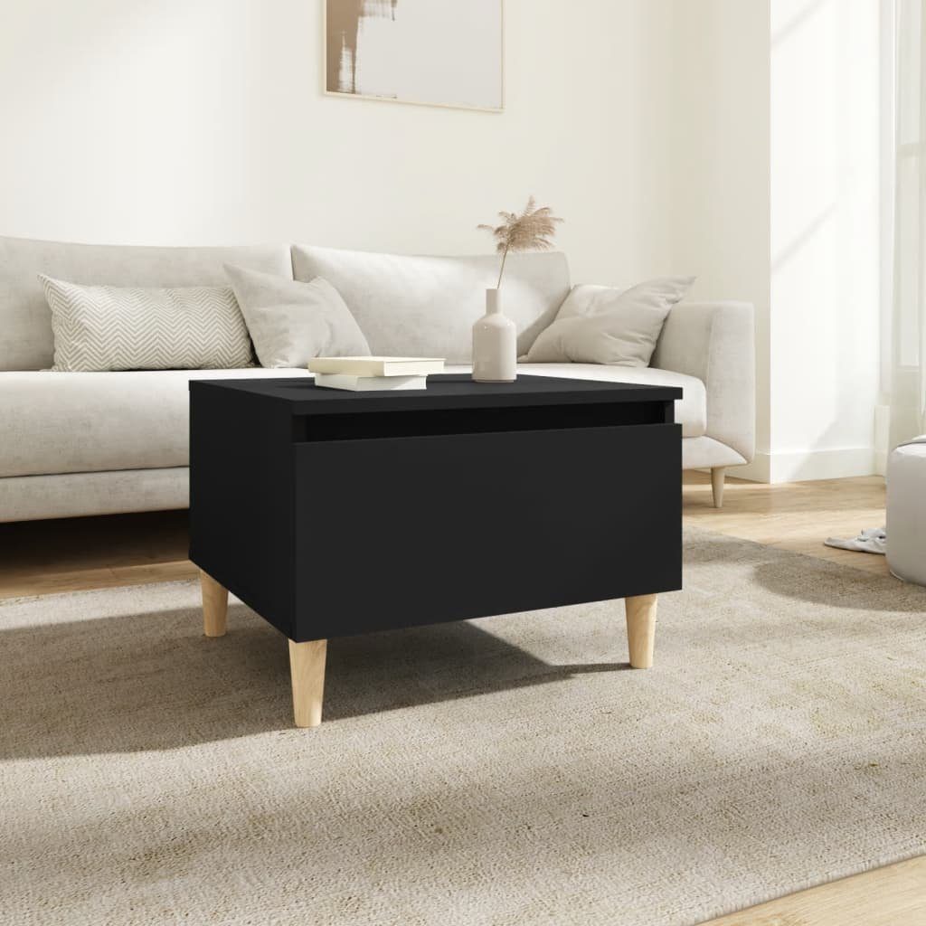 furnicato Beistelltisch 50 x 46 x 35 cm Schwarz (1-St), Geräumiger Couchtisch mit Schublade und Ablage für dein Wohnzimmer