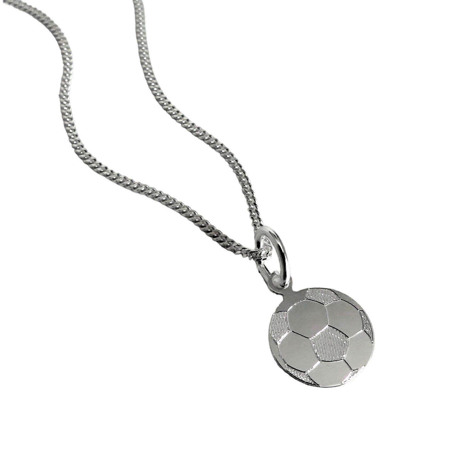 NICEANDnoble Kette mit Anhänger 925er Sterlingsilber Panzerkette mit Anhänger Fußball-Plakette