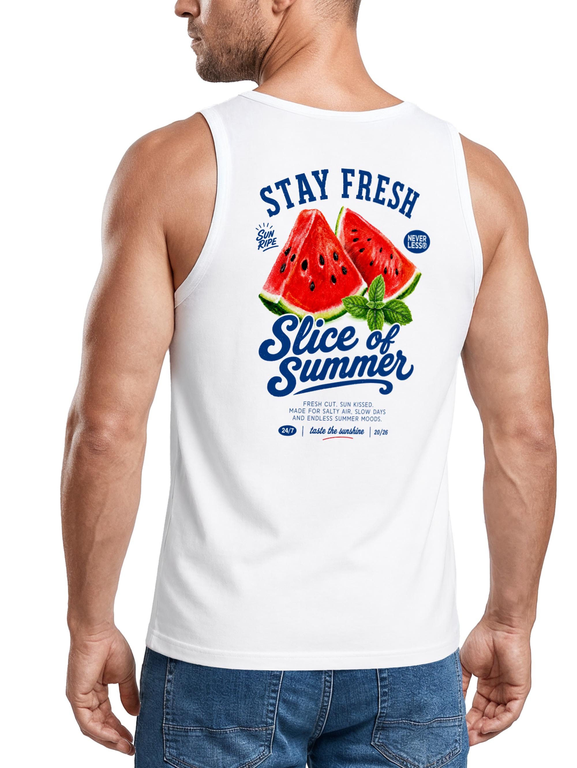 Neverless Tanktop Tanktop Herren mit Grafik-Print - Design Watermelon - Trägershirt mit Print
