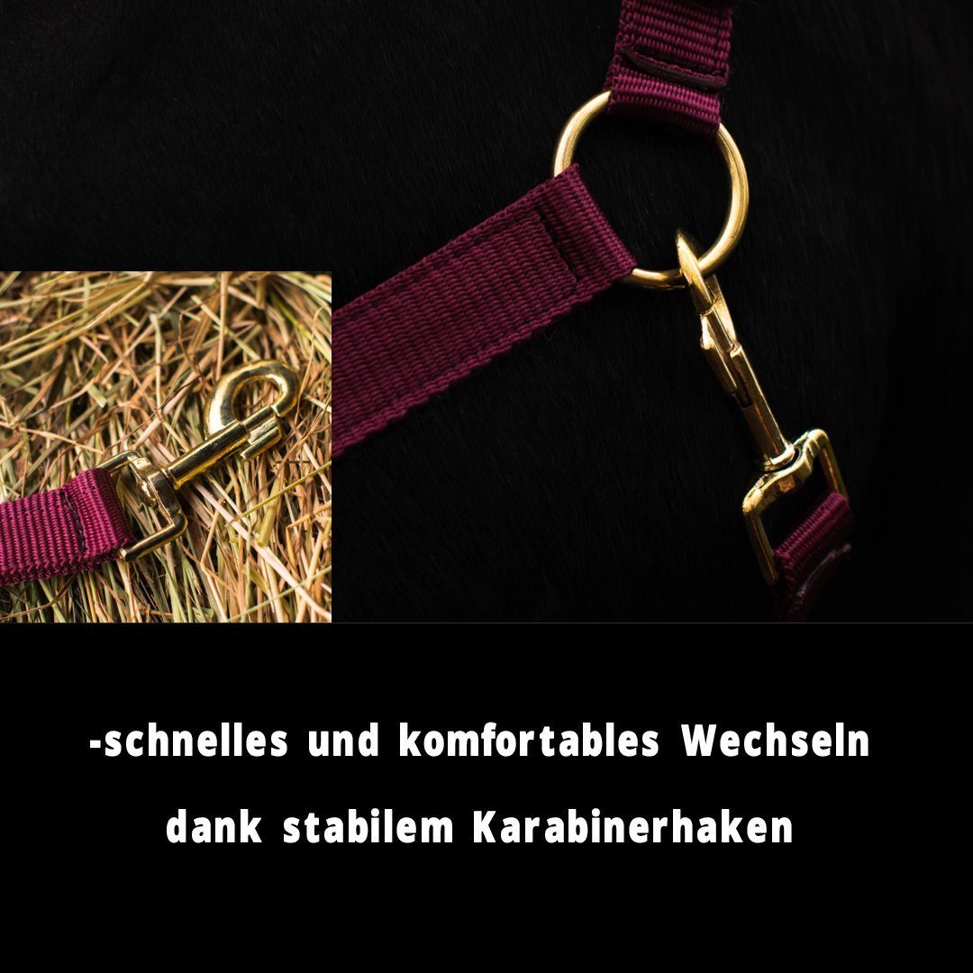 Pferdelinis Halfter Halfter für Pferde 2-Fach verstellbar an Kinnriemen und Genickstück, zweifach verstellbar