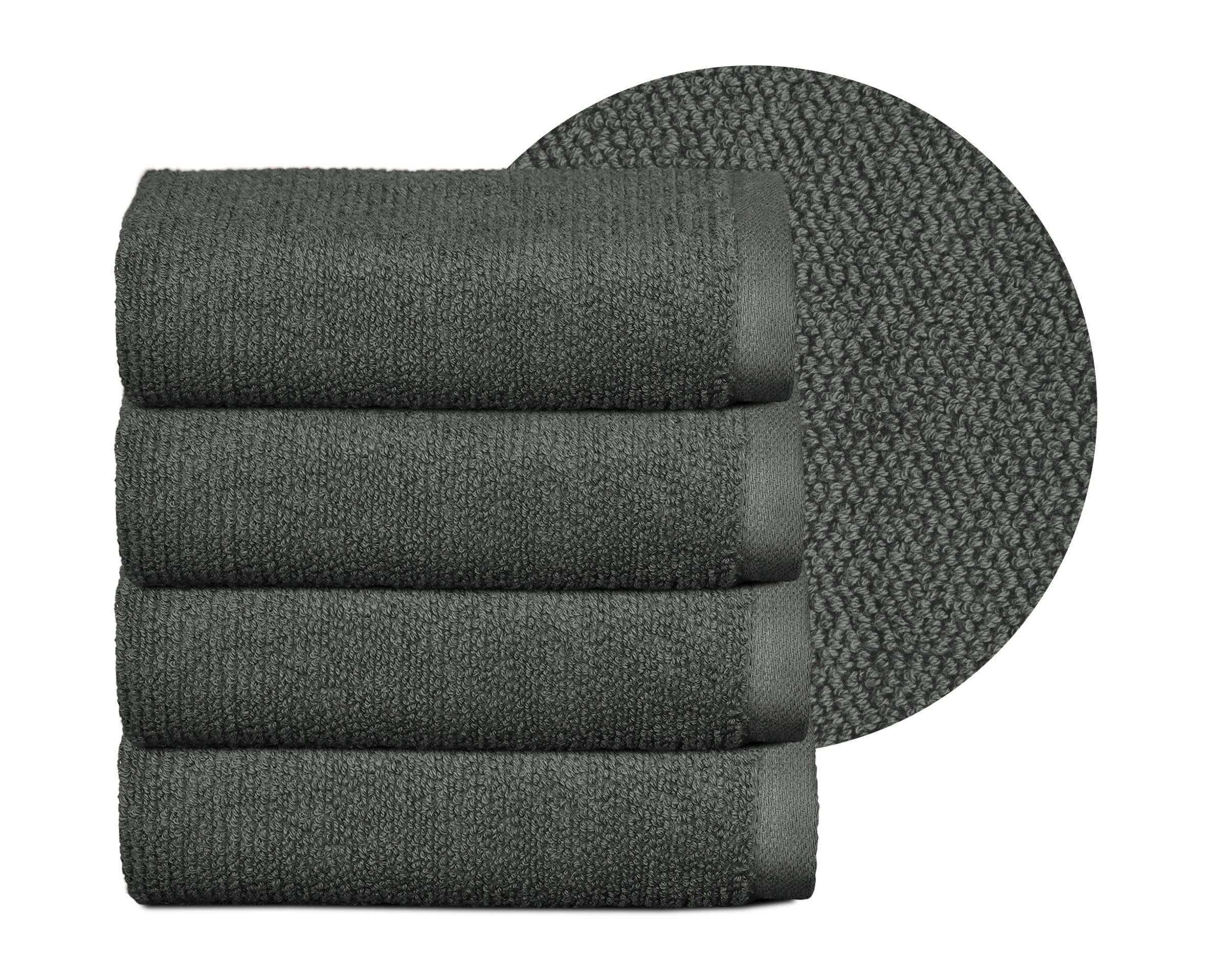 Beautex Handtuch Set Handtuch Set, Made in Europe, Frottier, (Multischlaufen-Optik, Frottier Premium Set aus 100% Baumwolle 550g/m) Dunkelgrau