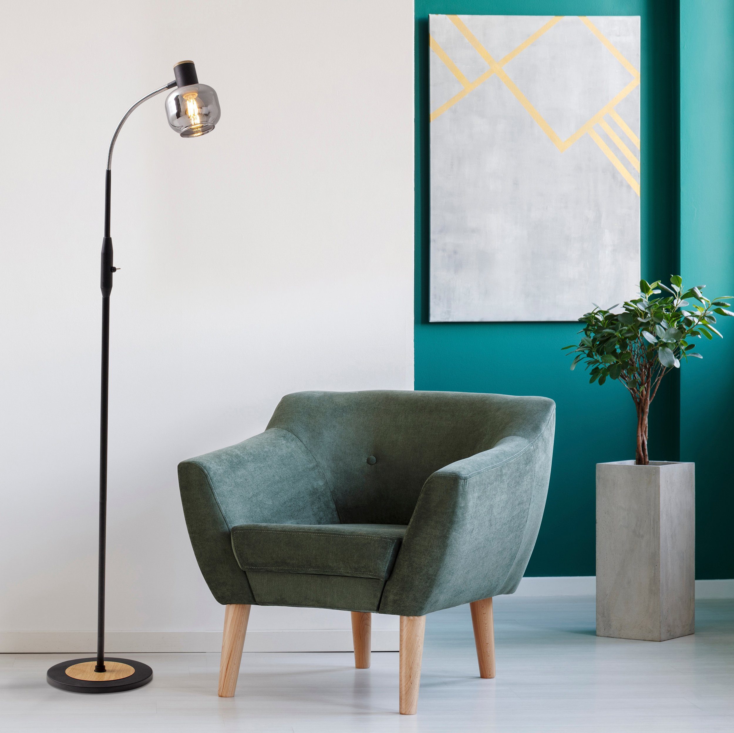 näve Stehlampe Fumoso, ohne Leuchtmittel, Glasschirm günstig online kaufen