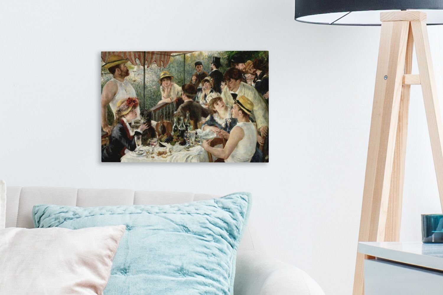 Gemälde der Wanddeko, OneMillionCanvasses® Leinwandbilder, Mittagessen 30x20 Leinwandbild Ruderer (1 Aufhängefertig, Pierre-Auguste Renoir, - cm Wandbild St), von