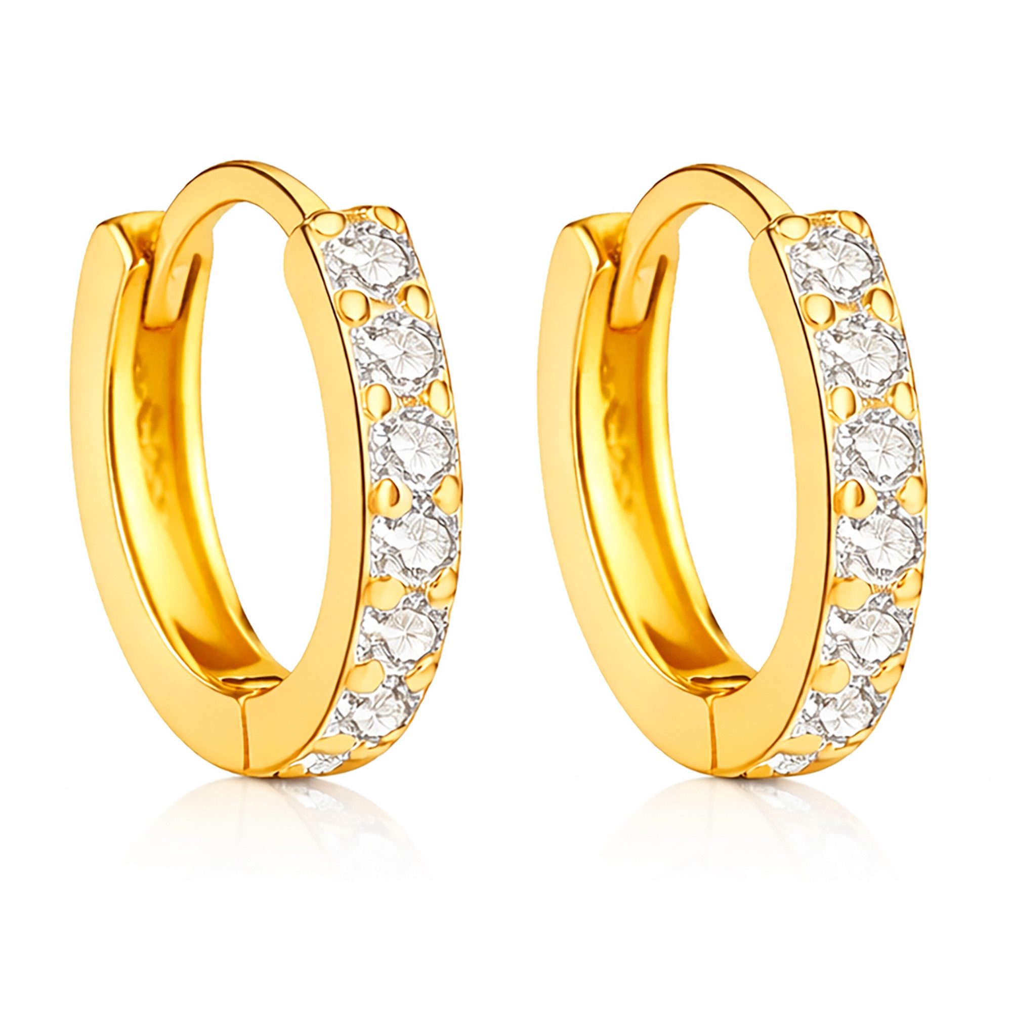 LÖB Paar Creolen Damen Creolen 925 Silber Gold Zirkonia Glitzer Strass Stei günstig online kaufen