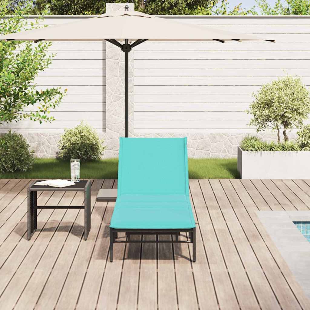 vidaXL Gartenliege Sonnenliege mit Auflage Schwarz Poly-Rattan, 1 St.