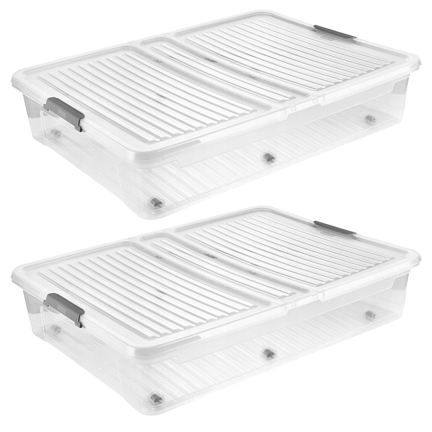 keeeper Aufbewahrungsbox für unter dem Bett mit Rollen und Deckel Leo 53 l (2 St), mit Clipverschluss