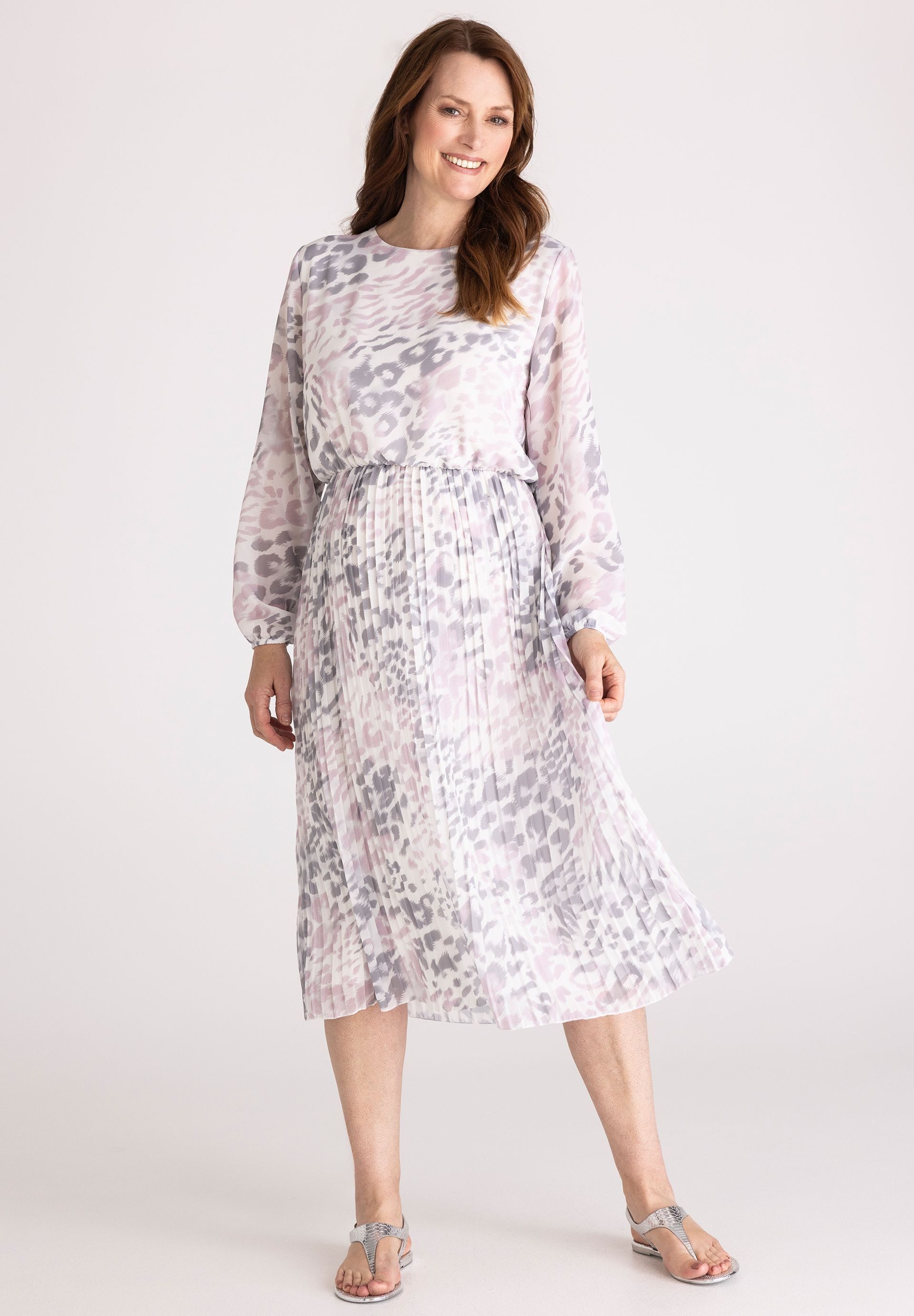 FRANK WALDER Jerseykleid mit Plisseefalten