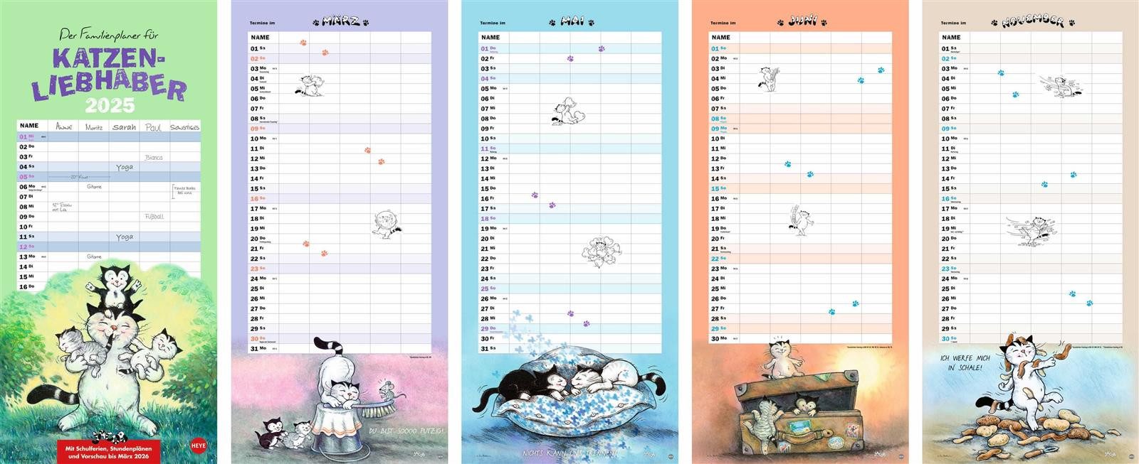 HEYE Wandkalender Familienplaner - 21 x 45 cm, 5 Spalten