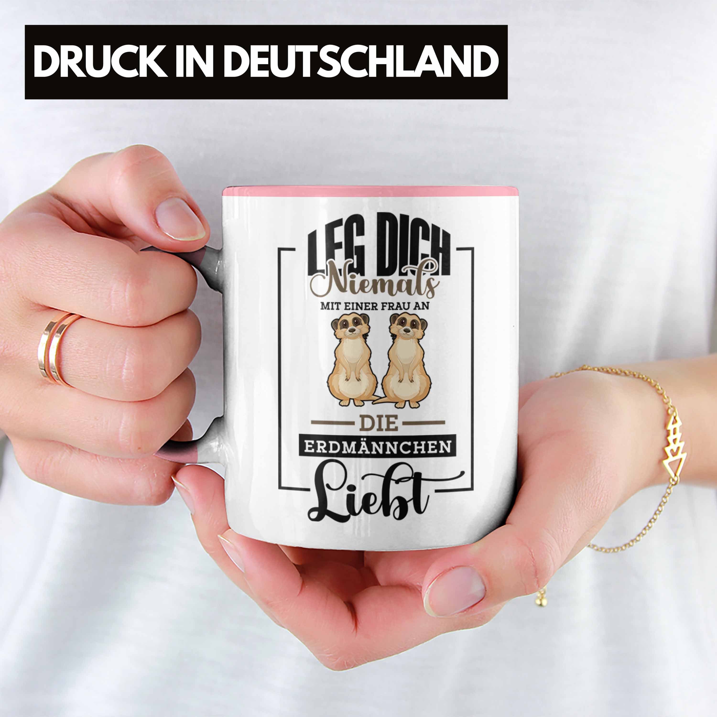 Geschenk Trendation Lustige Tasse Rosa Erdmännchen Tasse Leg Erdmännchenliebhaber N für Dich