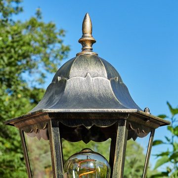 hofstein Außen-Stehlampe Wegeleuchte aus Metall/Glas in Braun-Goldfarben/Klar, ohne Leuchtmittel, Stehleuchte, Gartenbeleuchtung IP44, 1x E27, ohne Leuchtmittel