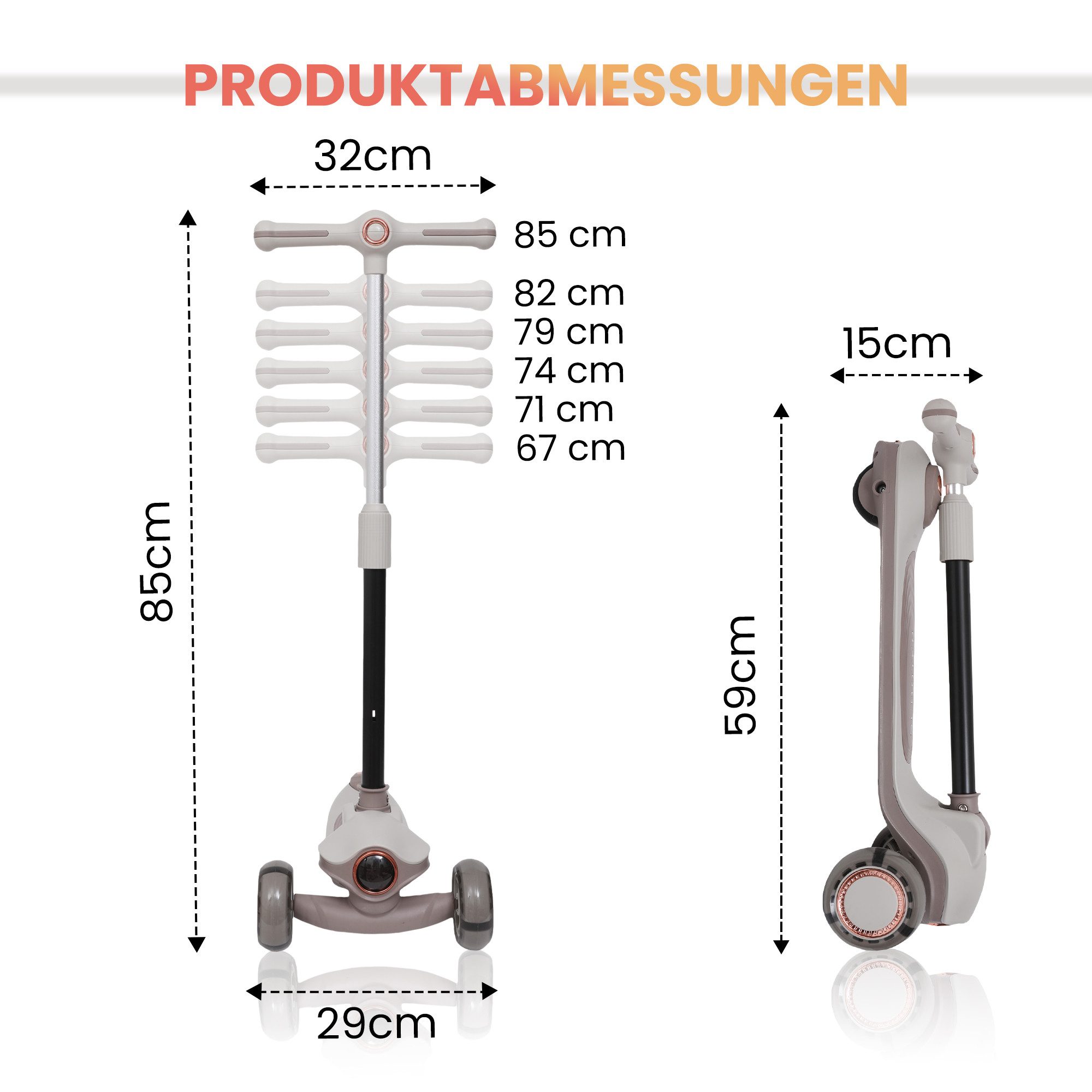 Habib Gruppe Dreiradscooter Kinderroller Premium LED Scooter 3-Rad, Frontlicht & Leucht-Deck