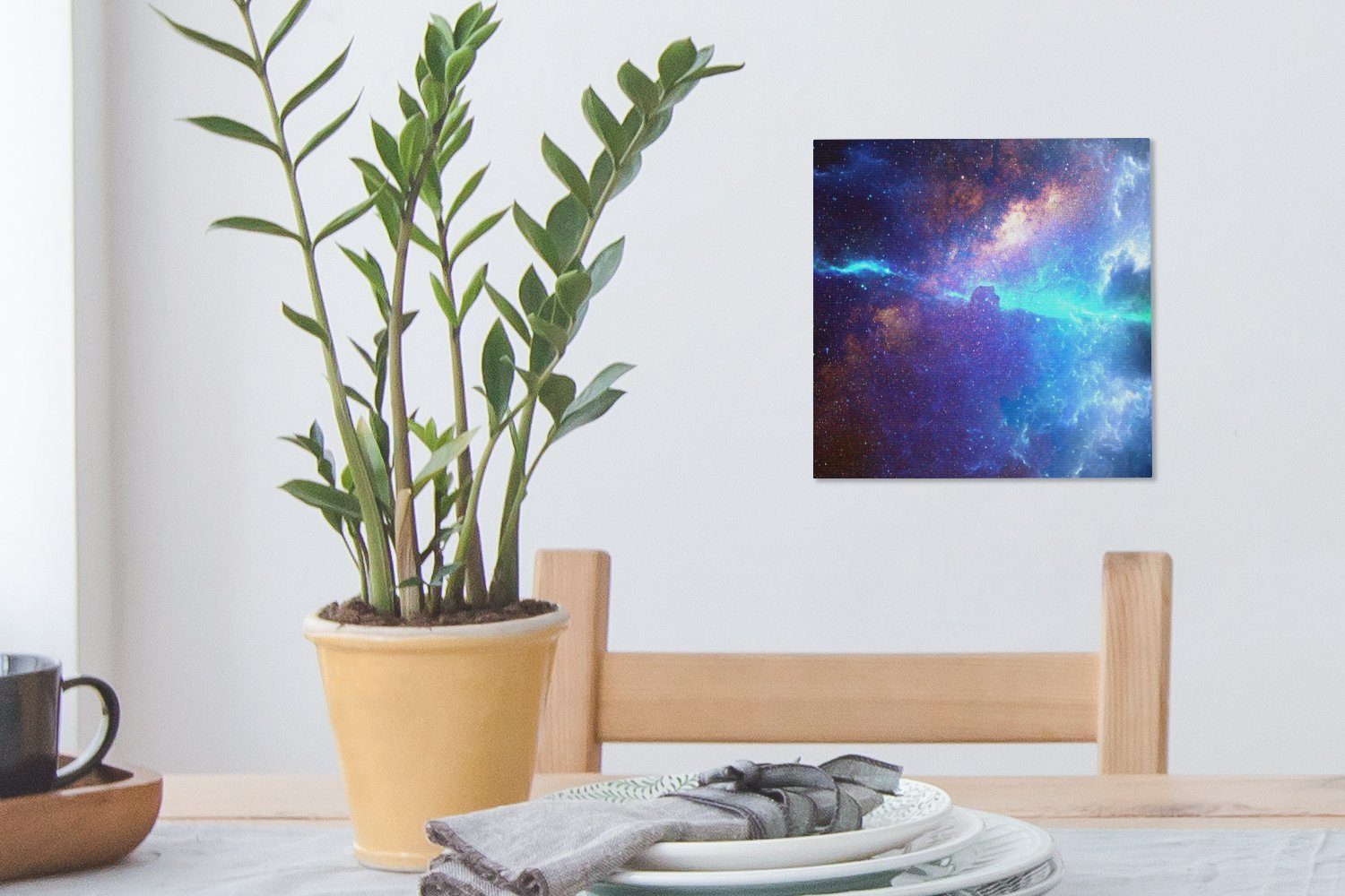 Leinwand St), (1 OneMillionCanvasses® für Weltraum - Leinwandbild Bilder Schlafzimmer Sterne - Wohnzimmer Blau,