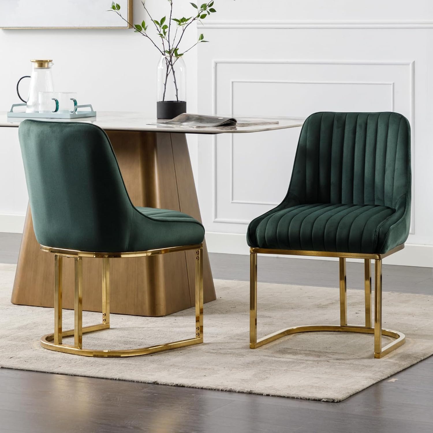 CHAIRUS Esszimmerstuhl 2er-Set, Samtstühle mit Metallbeinen für Küche & Wohnzimmer (2 St), Polsterstuhl, Küchenstuhl, Wohnzimmerstuhl, 47x53x79cm