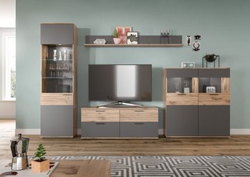 furnling Lowboard Moskau, 130 x 53 x 48 cm, in Eiche/Grau mit Softclose-Funktion, Sideboard