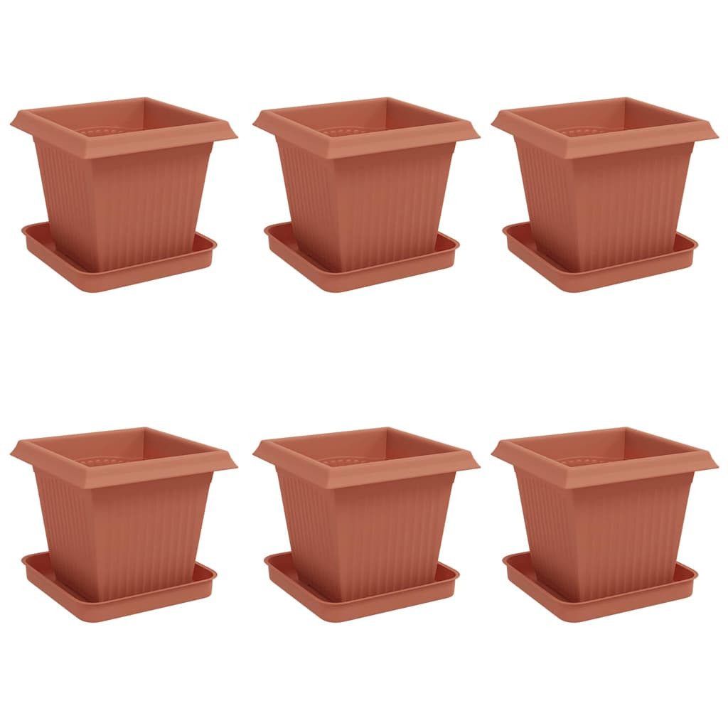 vidaXL Blumentopf Blumentöpfe 6 pcs Ziegelrot 16 x 16 x 14 cm Kunststoff (6 St)