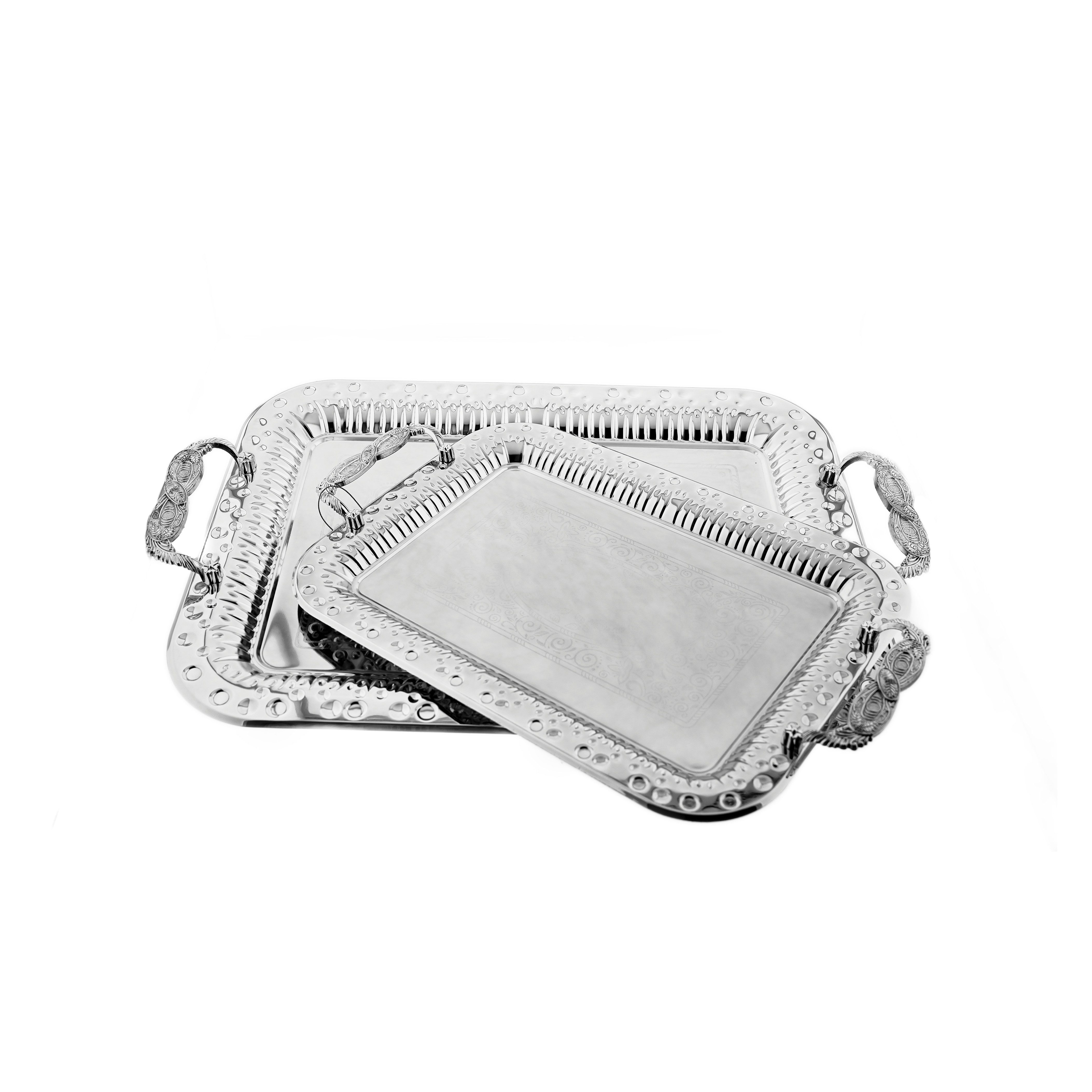 Almina Servierplatte 2-teiliges Serviertablett aus hochwertigem 18/10 Edelstahl, Edelstahl, (Packung, 2-tlg., 2er Set), 18/10-Edelstahl