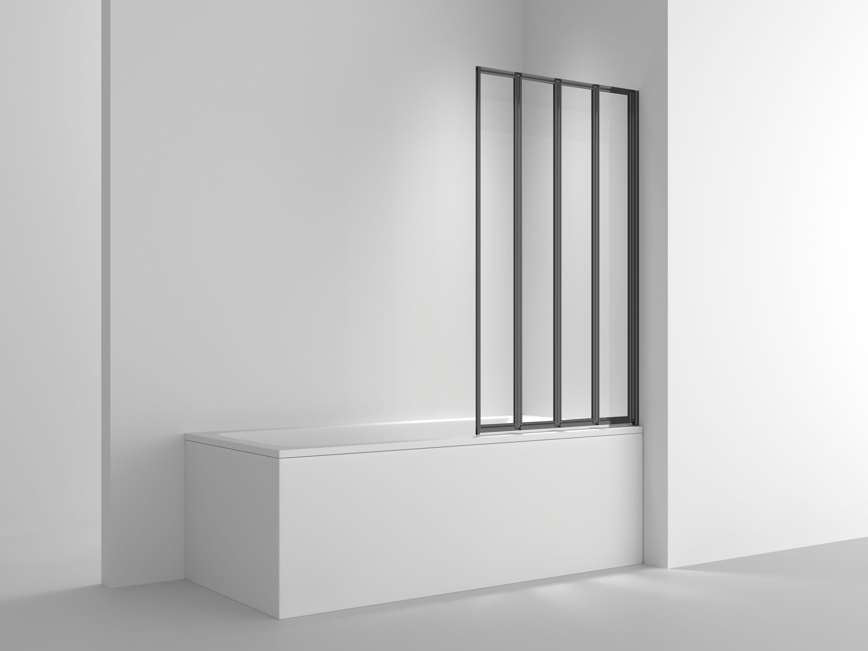 welltime Badewannenaufsatz Nassau, Einscheibensicherheitsglas, Badewannenfaltwand, Spritzschutzwand für Badewanne, Glas, 4 Elemente