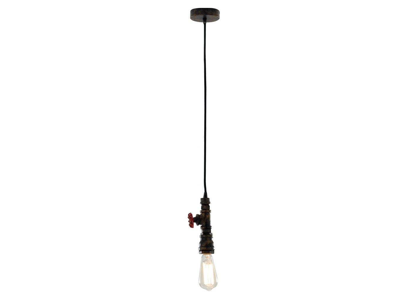 LUCE Design LED Pendelleuchte, LED wechselbar, warmweiß, klein-e Industrie-design Rohr Lampe über Esstisch hängend, Rost 120cm