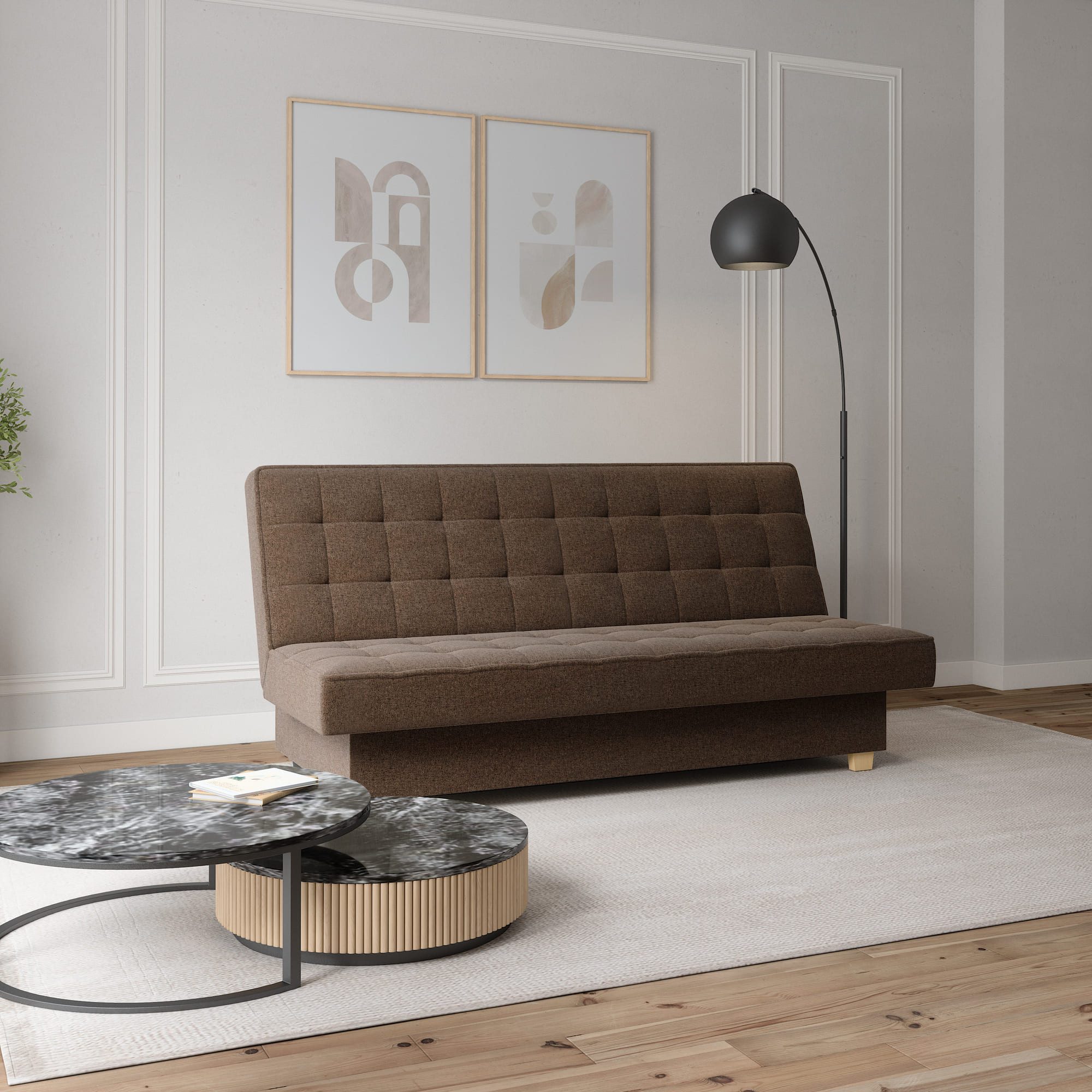 MOEBLO Schlafsofa BELFI, Clic-Clack Schlafsofa aus Webstoff für Wohnzimmer mit Federkern, Kipp- & Klappfunktion, modernes Polstersofa – Eleganz und Komfort vereint, (BxHxT):192x95x92 cm - mit Bettkasten und Schlaffunktion