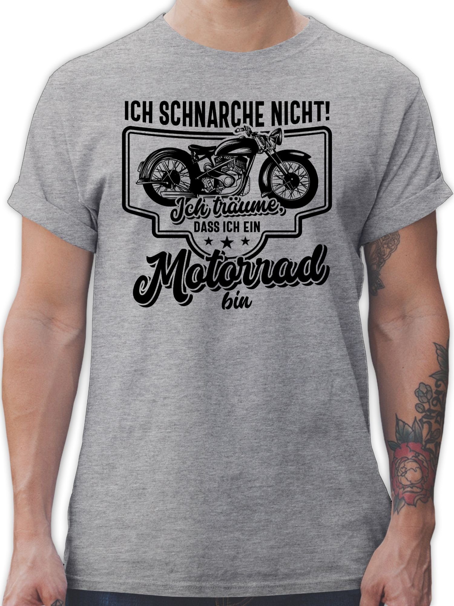 Shirtracer T-Shirt Ich schnarche nicht ich träume dass ich ein Motorrad bin schwarz Motorrad Biker 1 Grau meliert