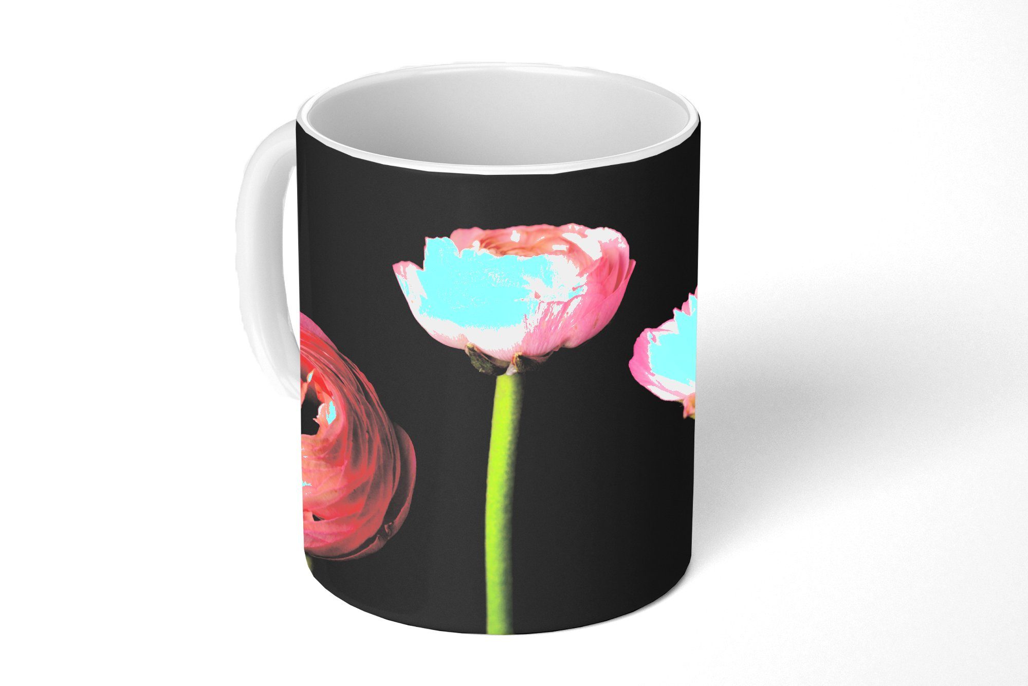 Hintergrund, Kaffeetassen, MuchoWow Drei Teetasse, Butterblumen Becher, auf Tasse Geschenk Keramik, Teetasse, schwarzem