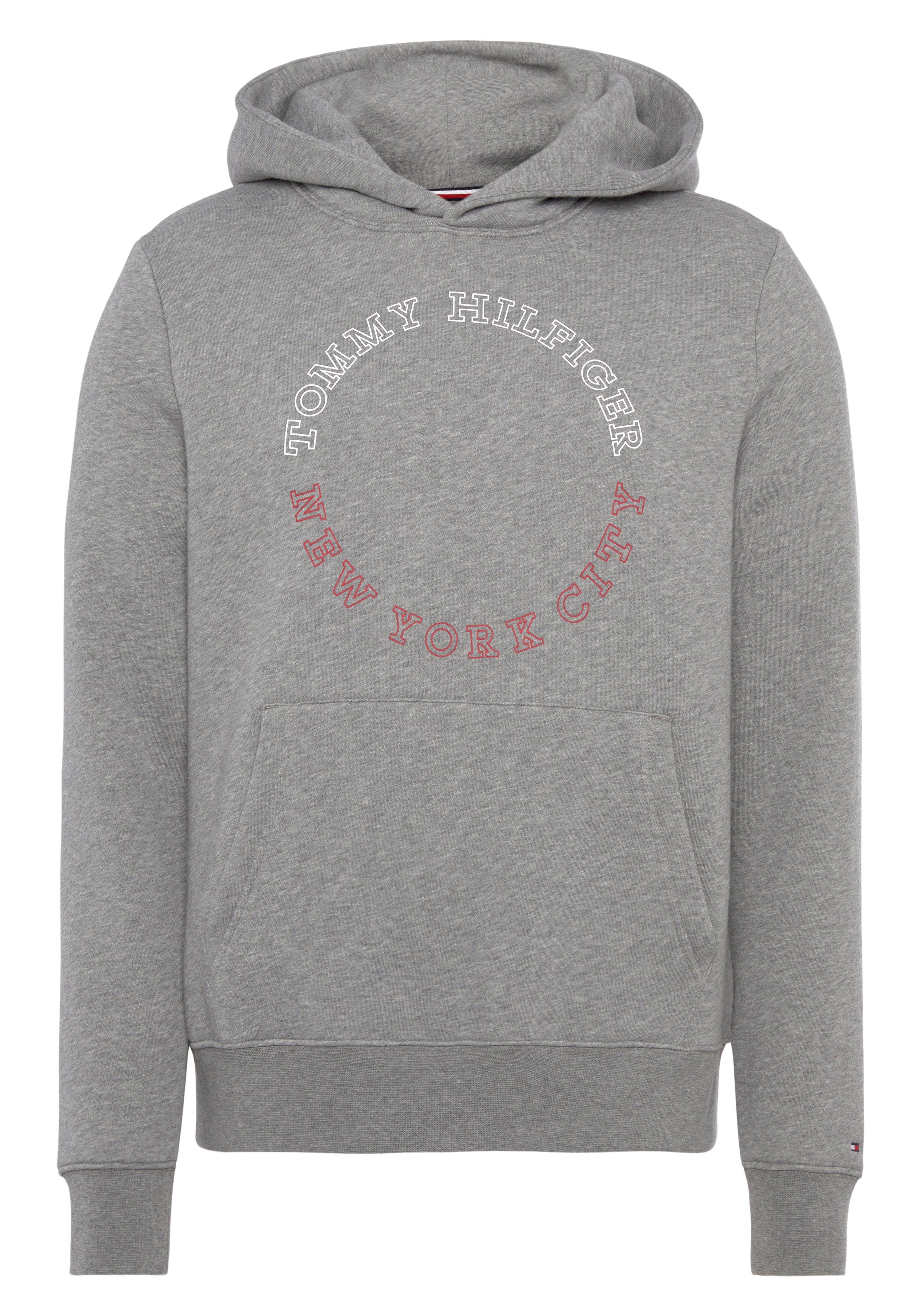 Tommy Hilfiger Kapuzensweatshirt Medium HOODY Grey ROUNDALL MONOTYPE Heather