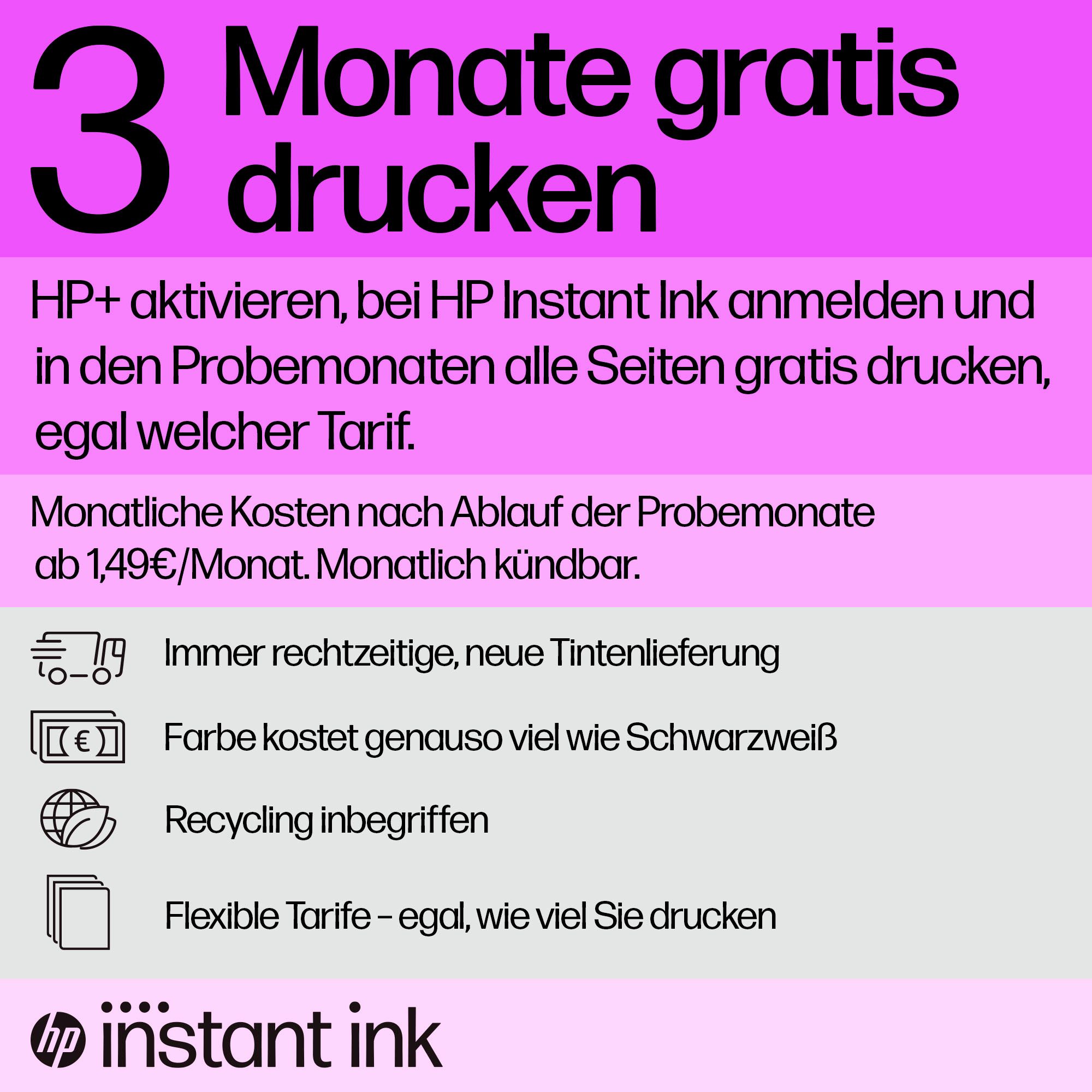 HP DeskJet 2820e Multifunktionsdrucker, (WLAN (Wi-Fi), 3 Monate gratis Drucken mit HP Instant Ink inklusive)