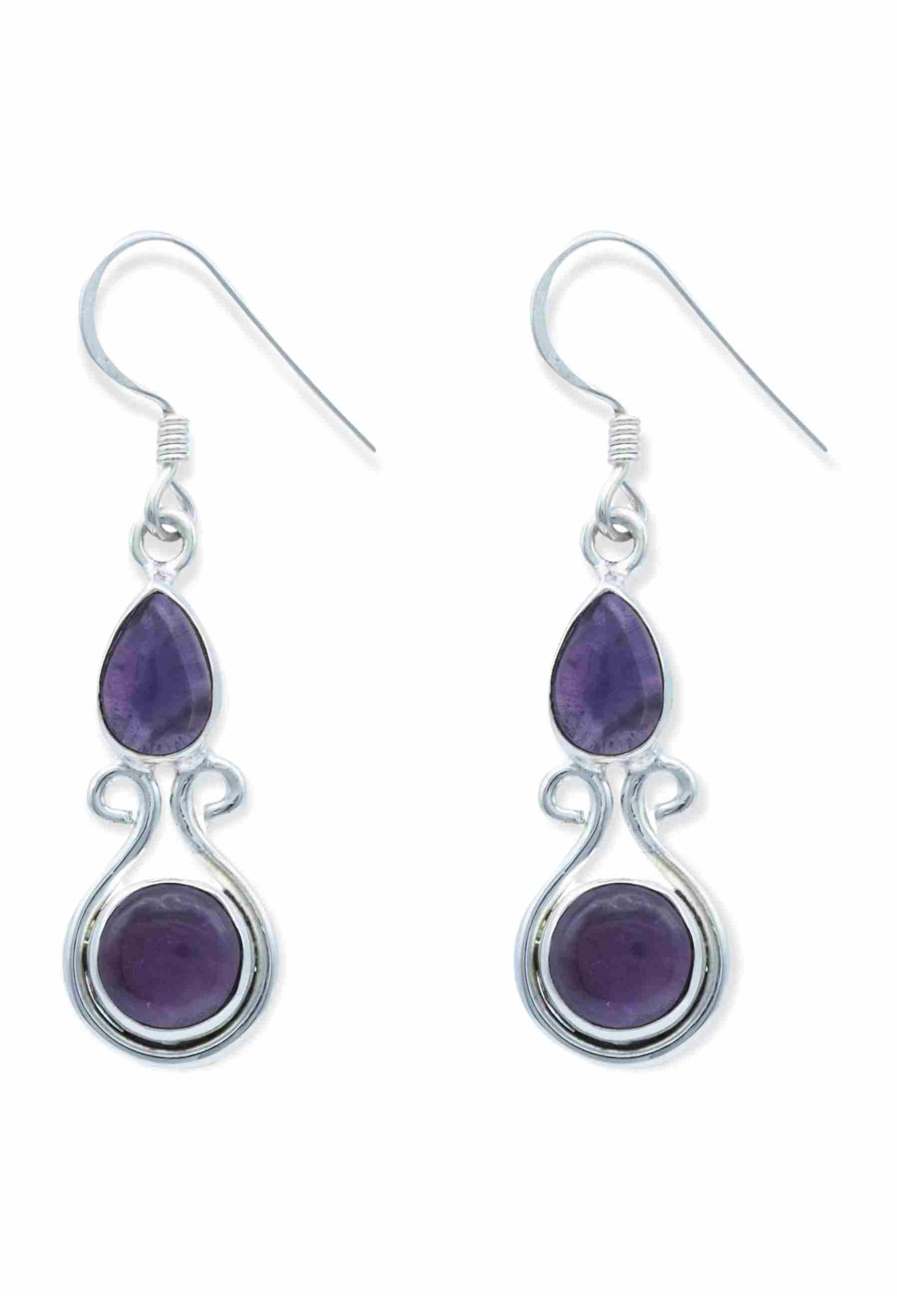 Paar Ohrhänger DEVA aus 925 Silber mit Amethyst