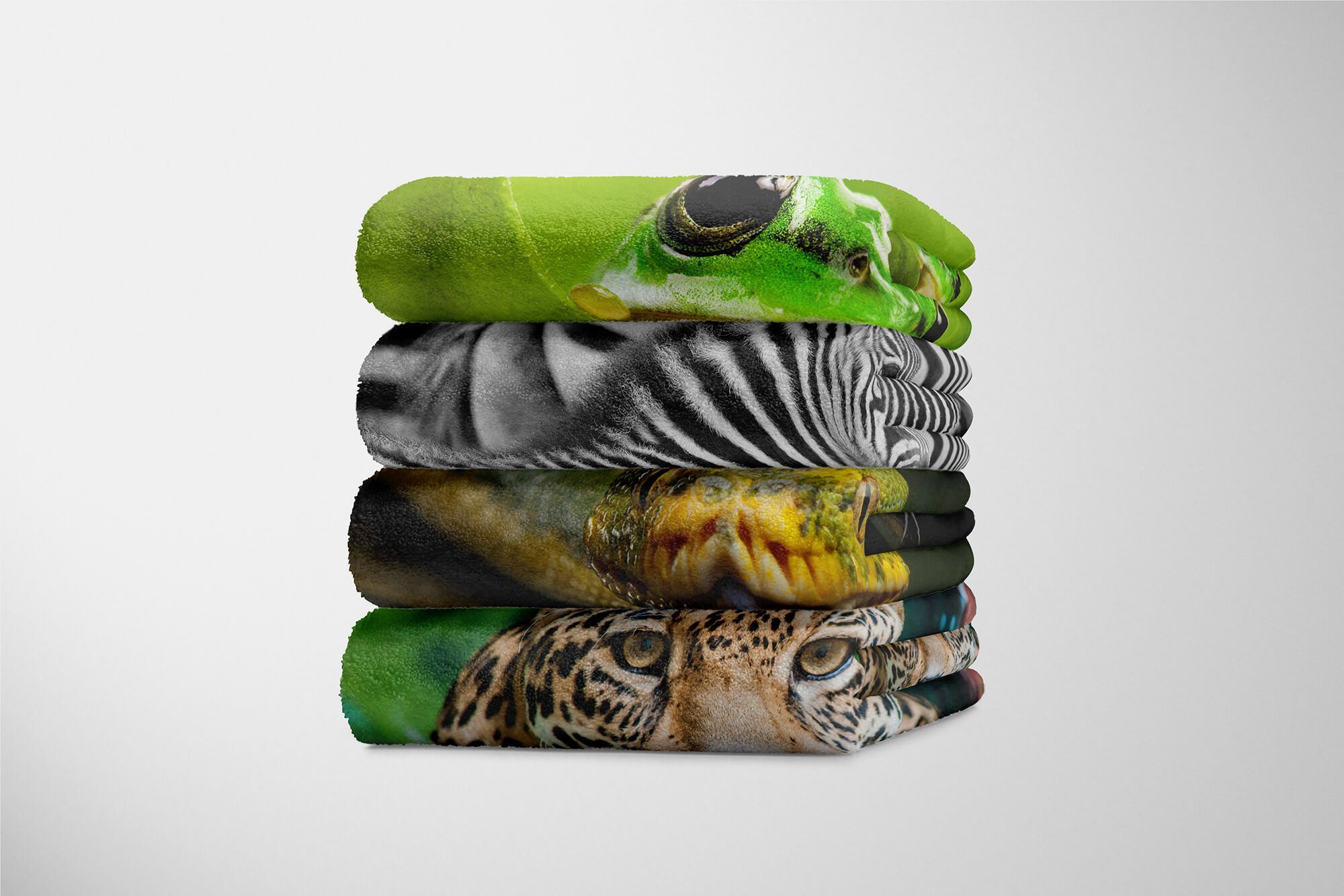 Sinus Art Handtücher Strandhandtuch Baumwolle-Polyester-Mix Handtuch Schlange, giftige (1-St), Saunatuch Handtuch mit Tiermotiv Kuscheldecke