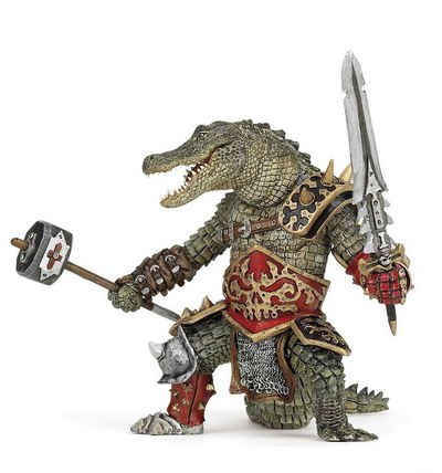 papo Spielfigur Krokodilmutant - Krieger mit Schwert und Streit-Hammer
