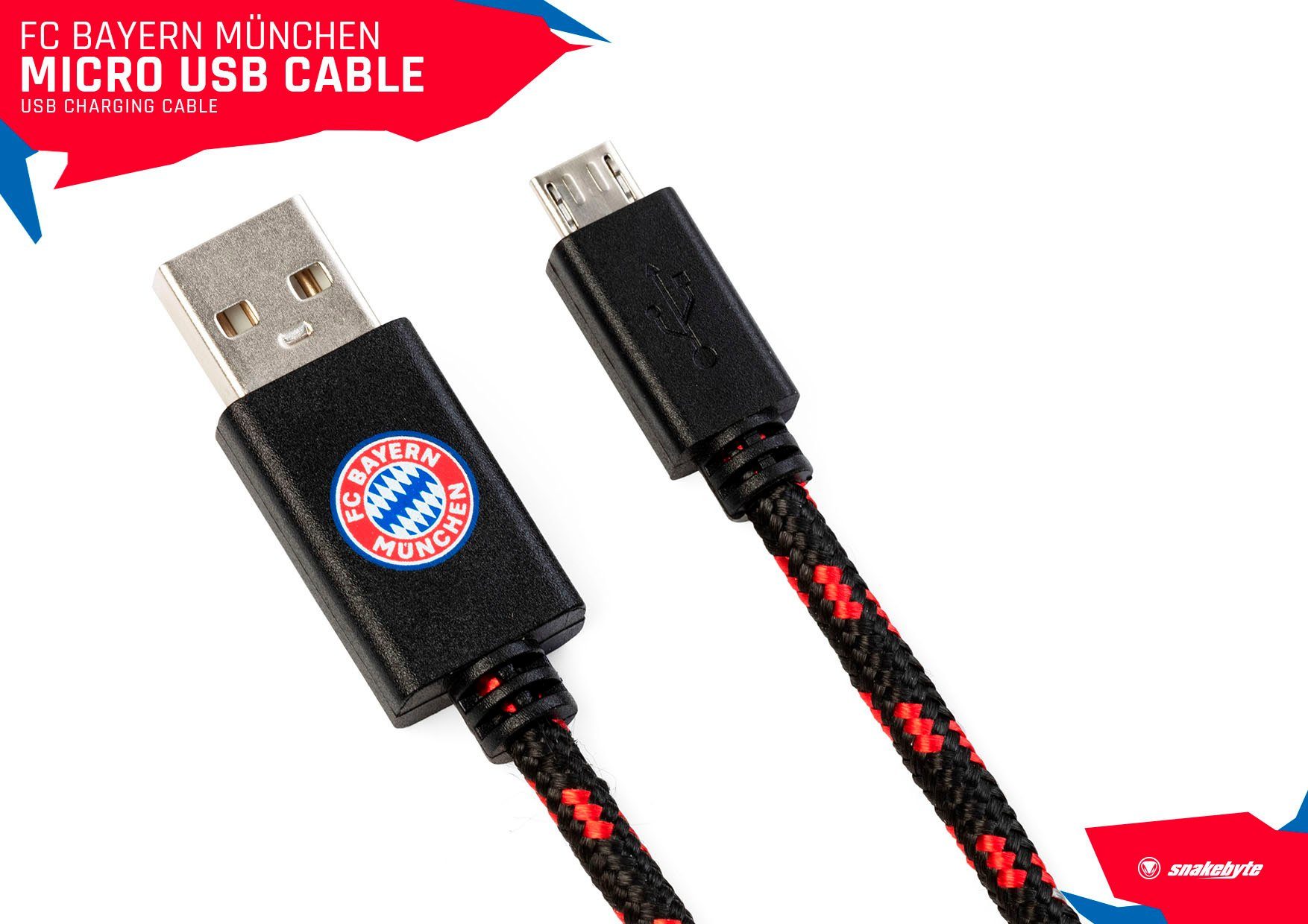 Snakebyte FC Bayern München Micro USB Ladekabel Stromkabel, (3 cm)