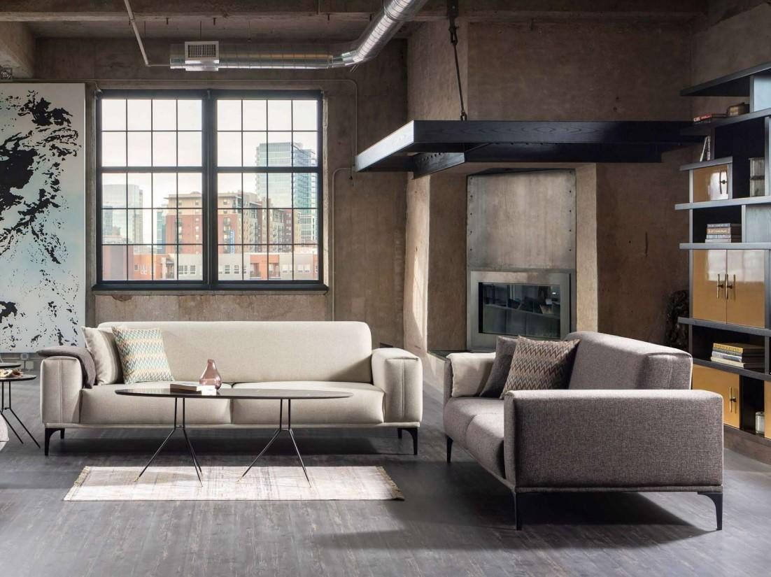 JVmoebel 3-Sitzer Weiß-graues Polstersofa aus Textil für modernes Wohnzimmer, Made in Europa