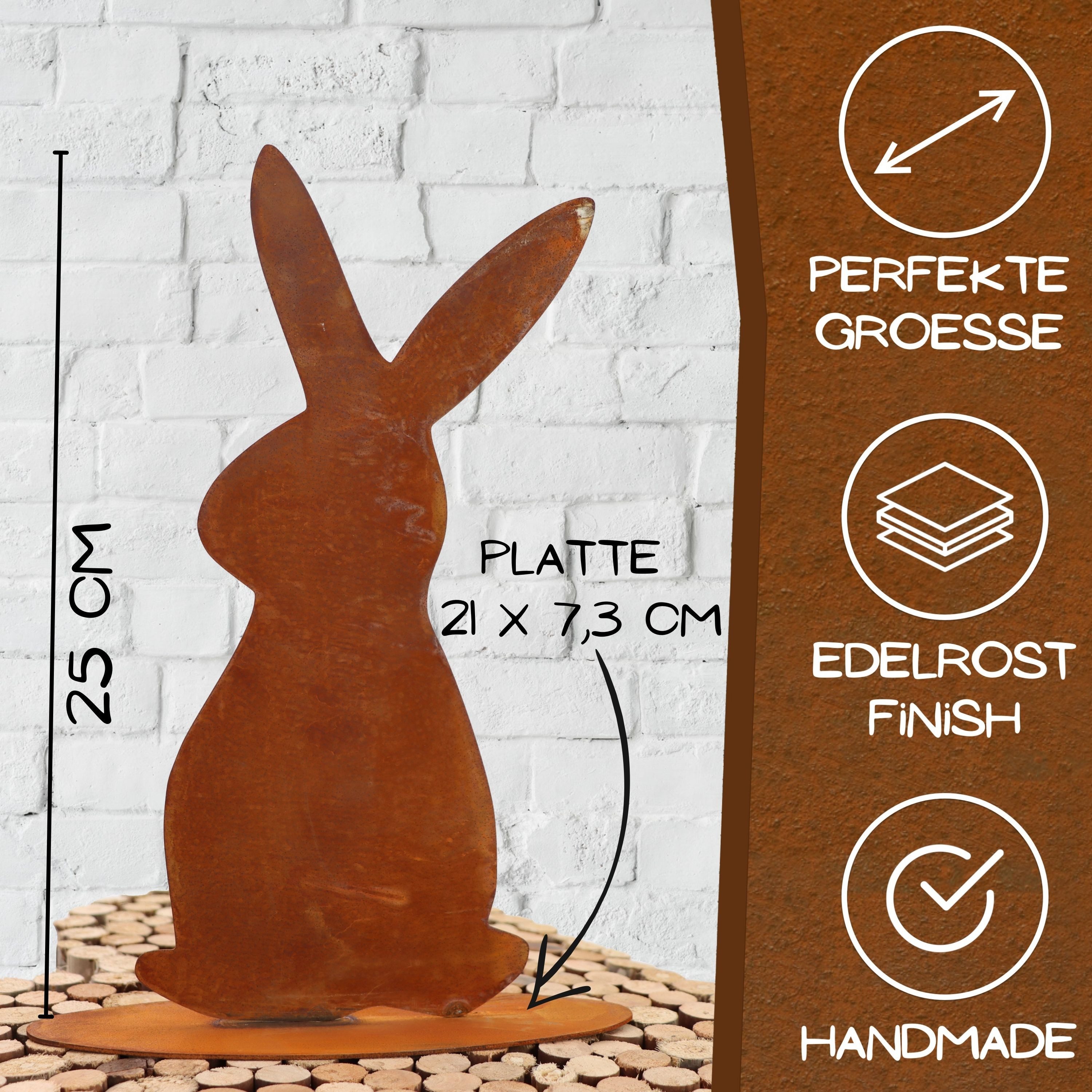 Rostikal Osterhase Osterdeko Hase, Gartendeko Vintage (1 St), echter Rost