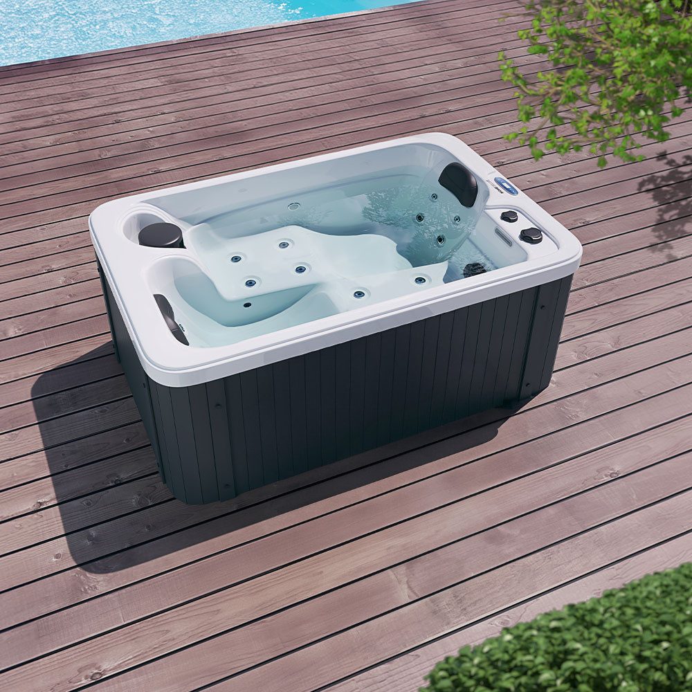 HOME DELUXE Whirlpool HORIZON - 175 x 115 cm, (1-tlg), für 2 Personen, Heizung und Massage, 15 Düsen, Outdoor Whirlpool