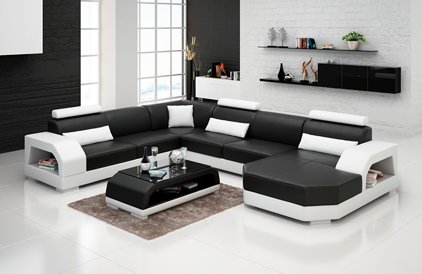 Modern Ledersofa JVmoebel Couch Design Wohnlandschaft Eck Ecksofa Sofa Ecksofa,