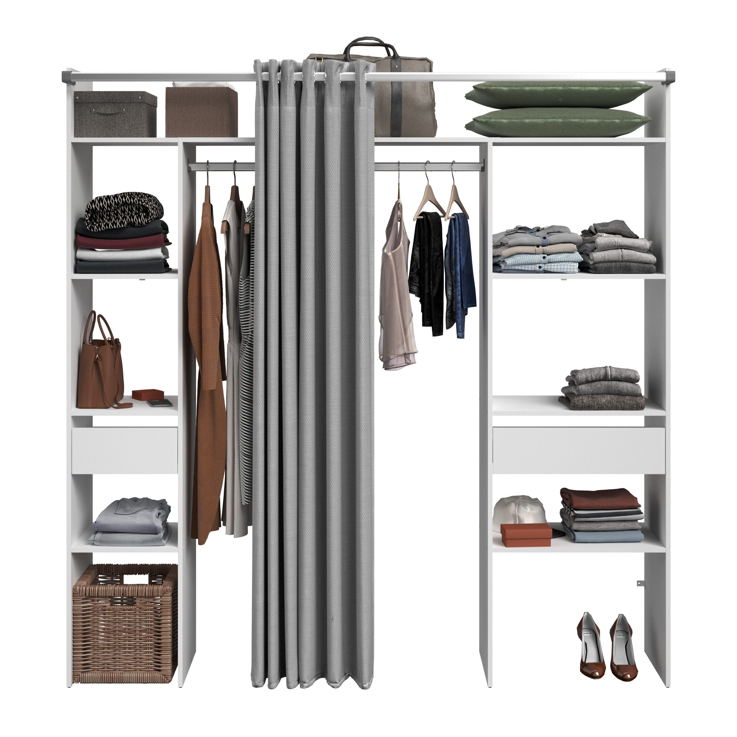 Parisot Vorhang-Schrank Combi 2 (Einzelmöbel) Offenes Schranksystem mit Vorhang