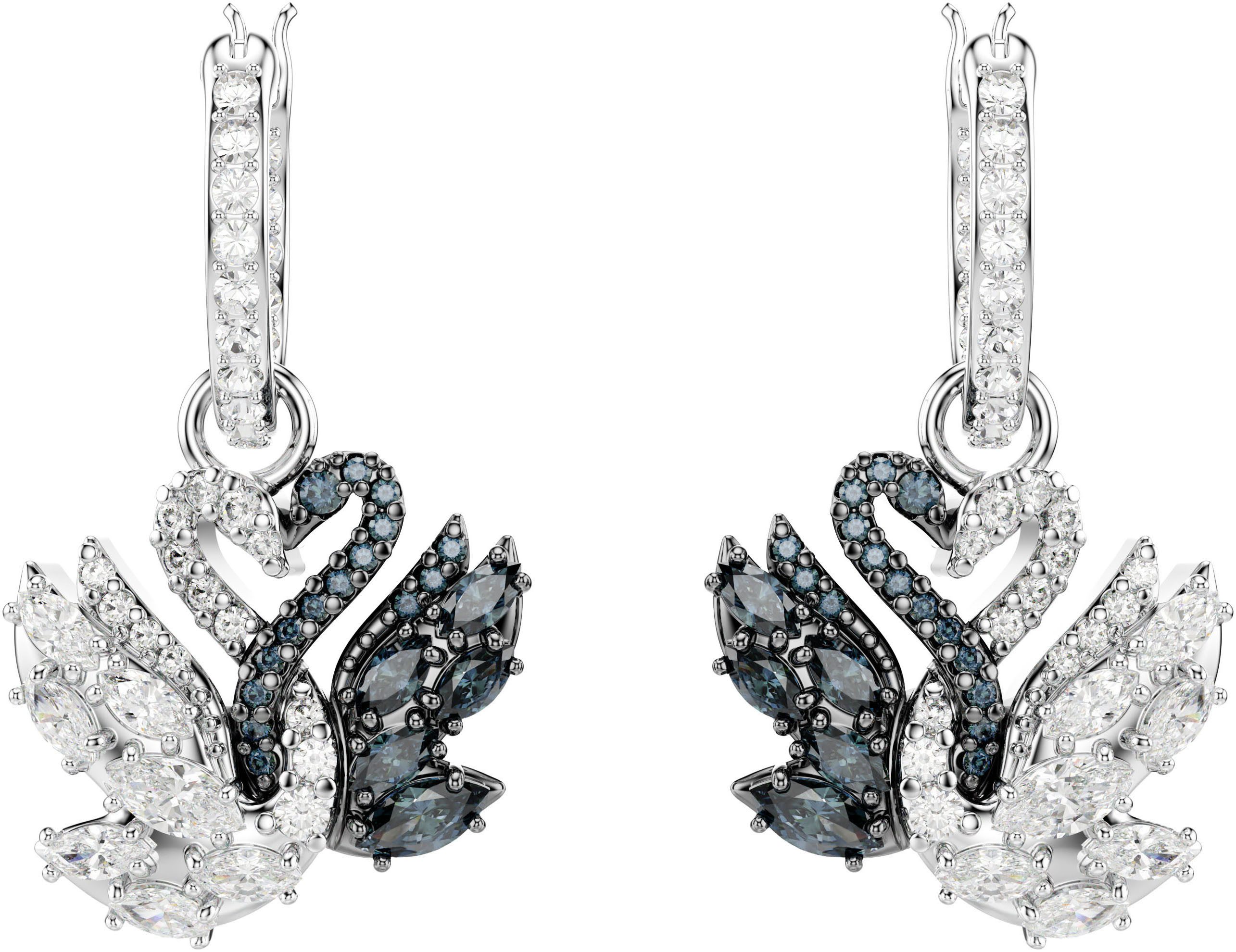 Swarovski Paar Creolen Schmuck Geschenk Swan Drop-Ohrhänger Schwan, mit Swa günstig online kaufen