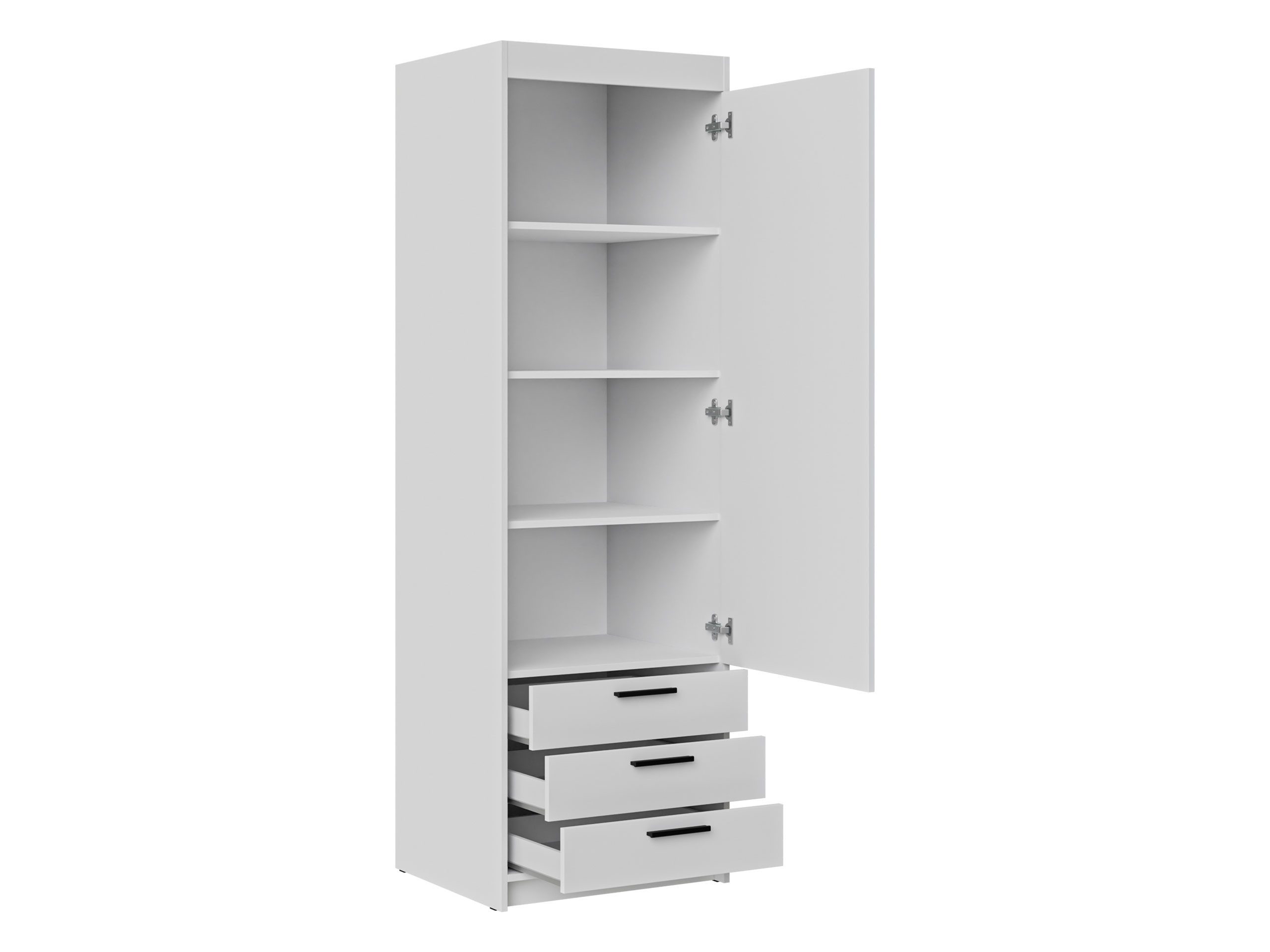 MIRJAN24 Kleiderschrank Elena 1D3S (mit Drehtür und drei Schubladen) 60x53x191 cm