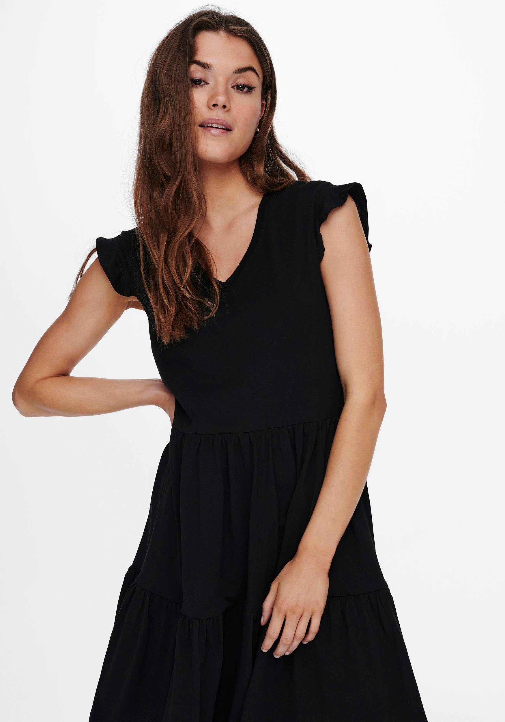 ONLY Jerseykleid ONLMAY CAP SLEEVES FRILL günstig online kaufen