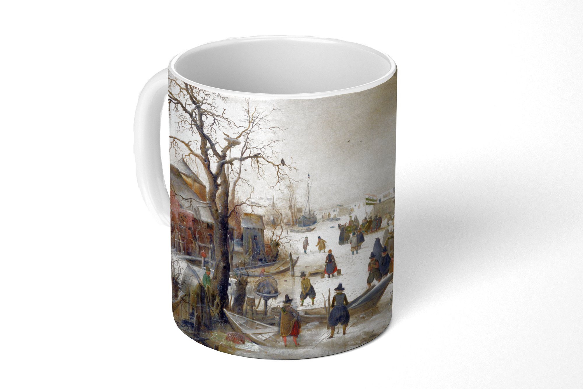 MuchoWow Tasse Winterszene auf einem Kanal - Gemälde von Hendrick Avercamp, Keramik, Kaffeetassen, Teetasse, Becher, Teetasse, Geschenk