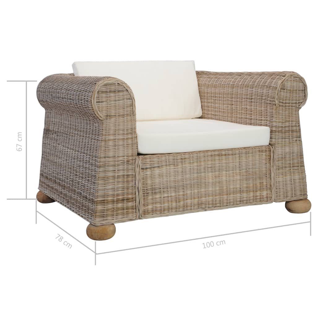 Sessel Natur Kissen mit Sessel vidaXL Rattan