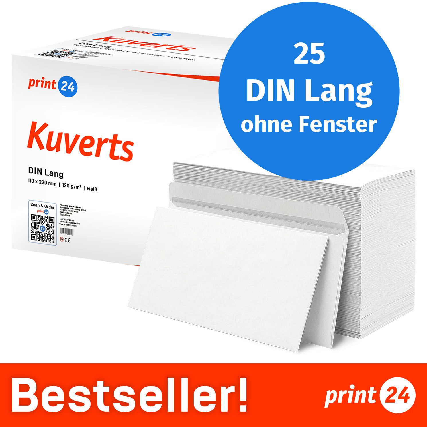 print24 Briefumschlag, Ohne Fenster