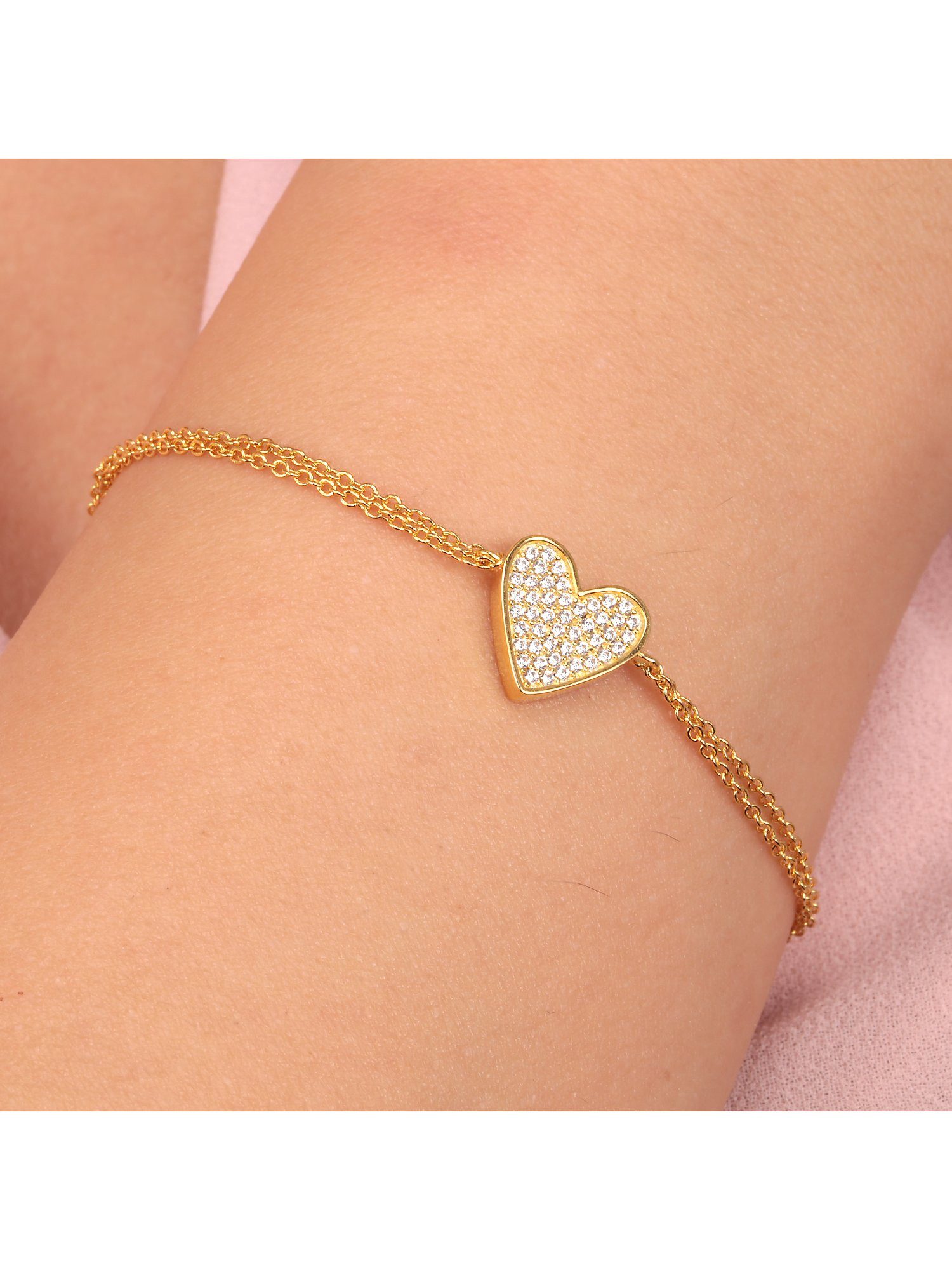 FAVS Silberarmband FAVS Damen-Armband 925er Silber 47 Zirkonia Herz