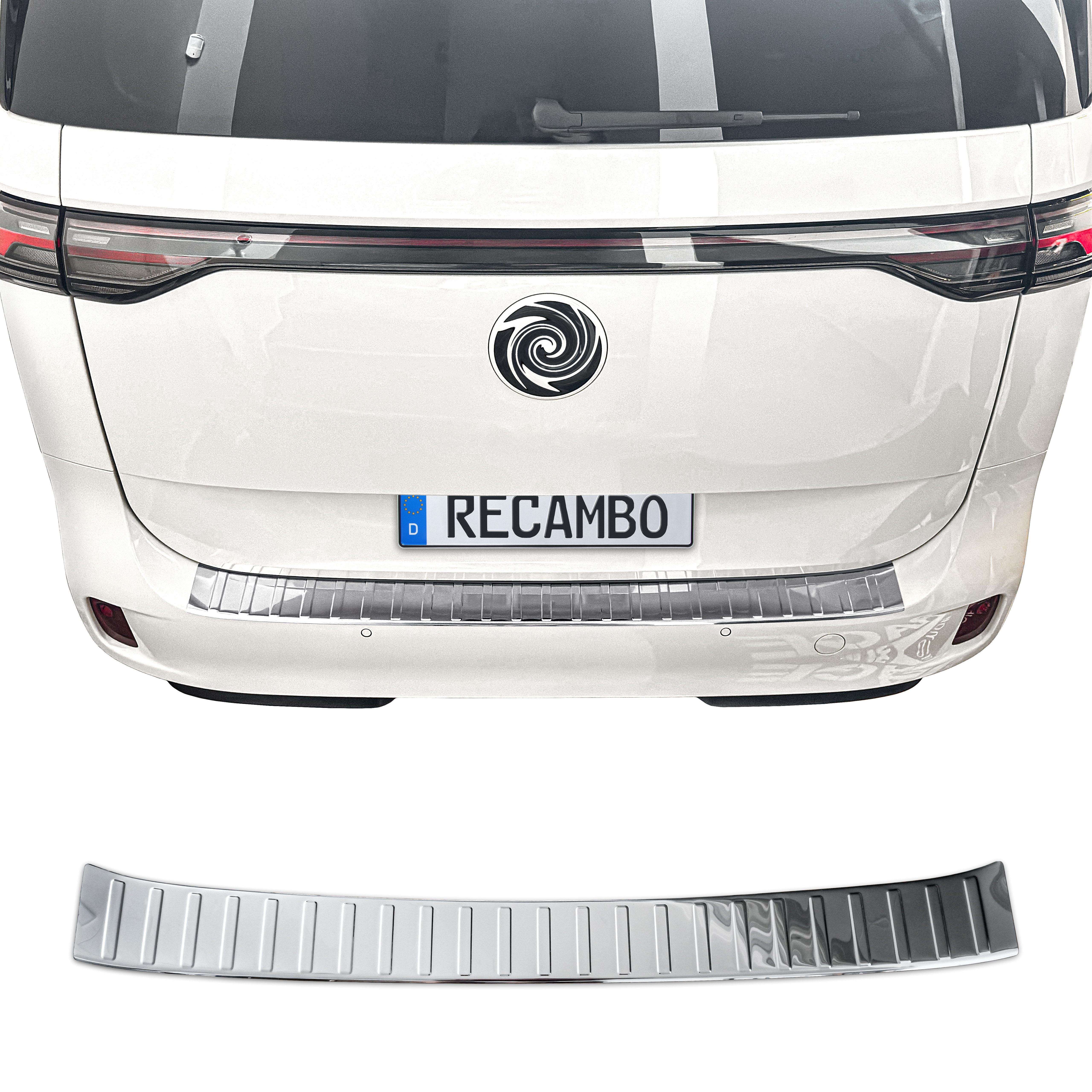 RECAMBO Ladekantenschutz für VW ID BUZZ, BJ ab 2022> Stoßstangenschutz, V2A rostfrei, Exklusive Optik, praktischer Schutz & perfekte Passform