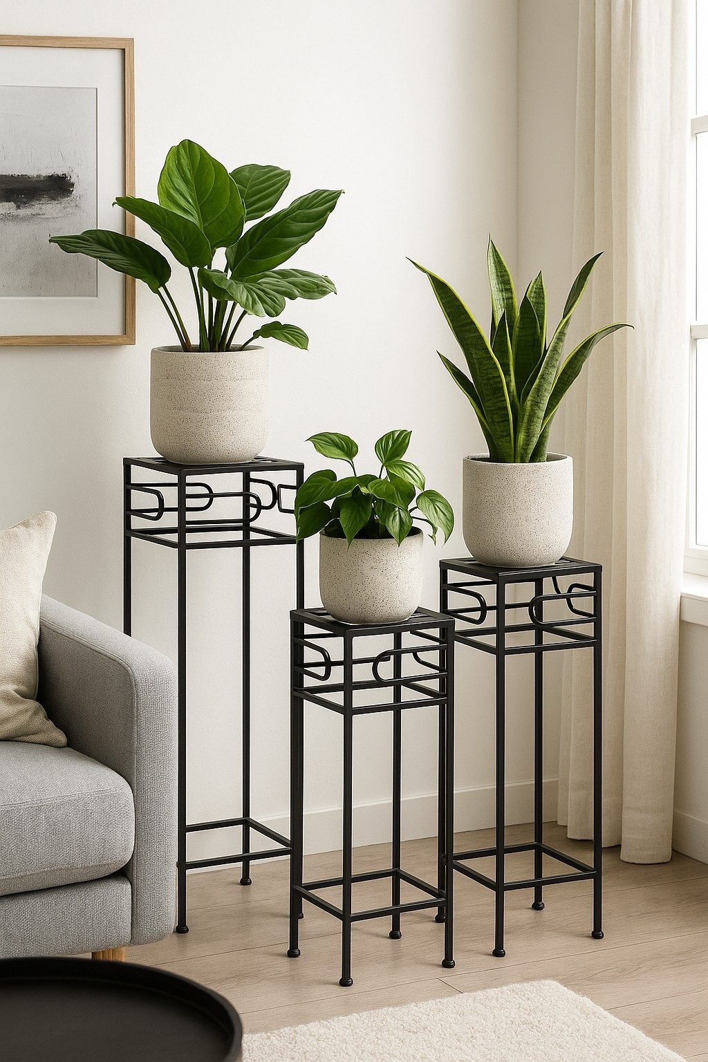 moebel-direkt-online Blumenständer 3teiliges Blumenständer-Set aus Metall (Spar-Set, 3teiliges Set)